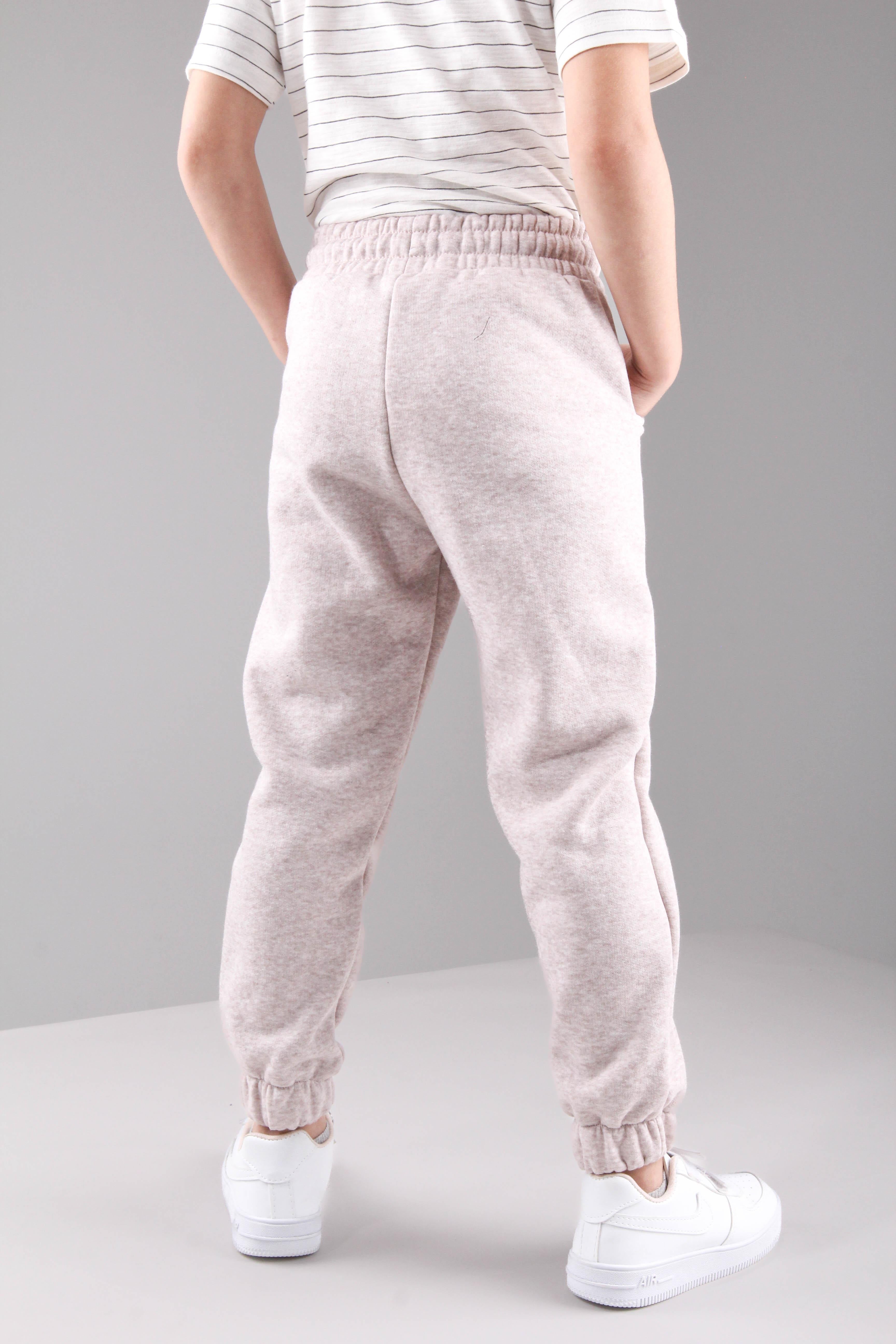 Lastikli İçi Polarlı Cepli Rahat Unisex Çocuk Eşofman Altı Bej - Perendi