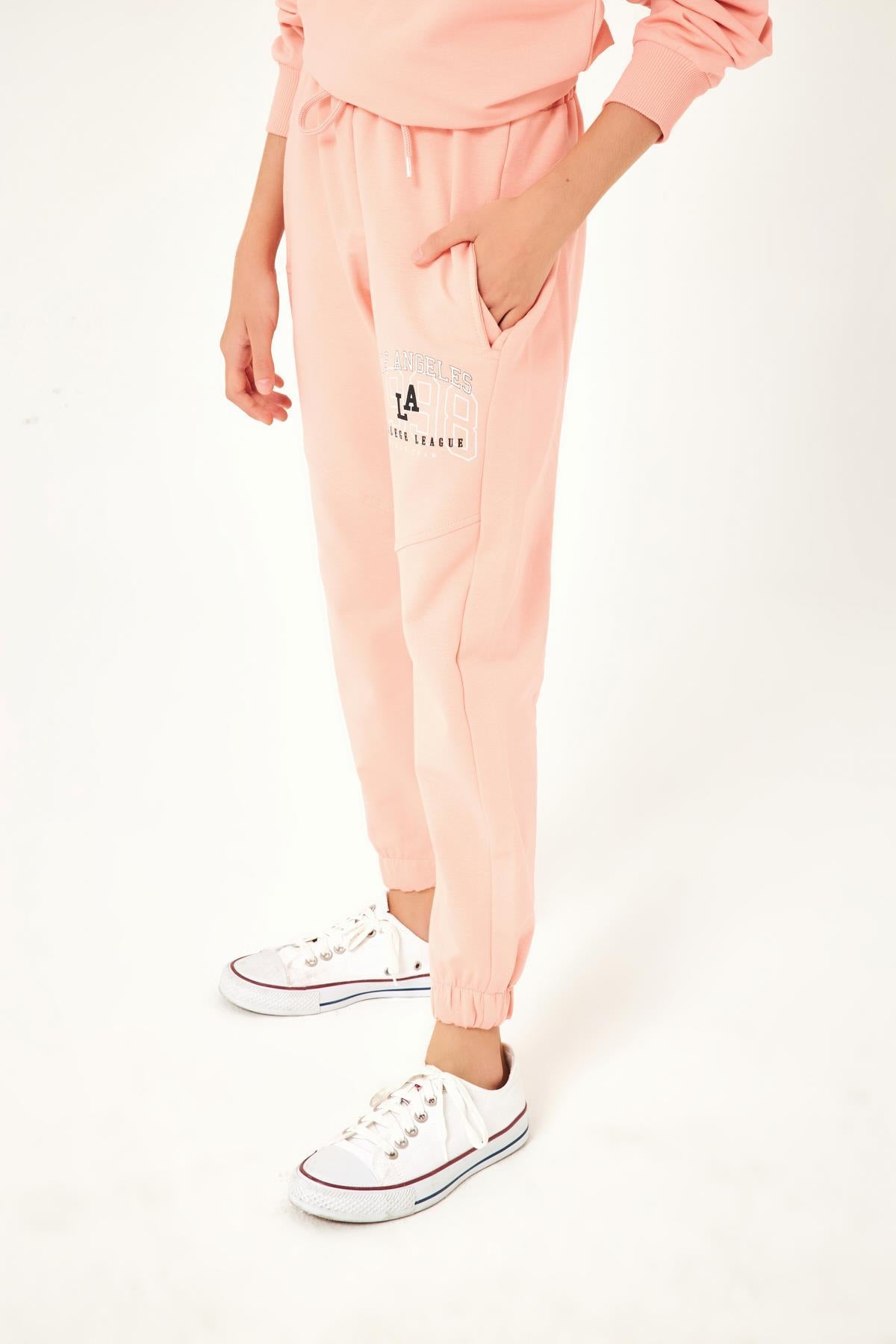 Los Angeles 1998 Baskı Detaylı Kız Çocuk Eşofman Altı Yavruağzı - Perendi