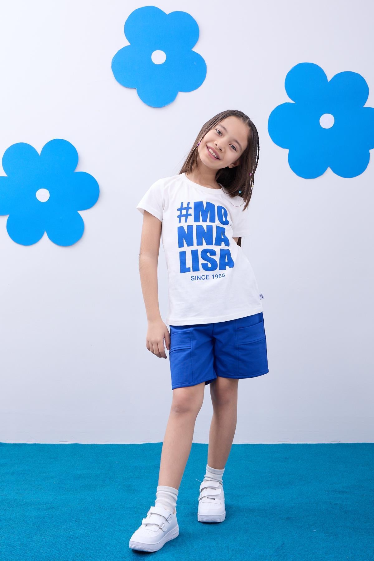 Kız Çocuk Monalisa Baskılı Şortlu Takım