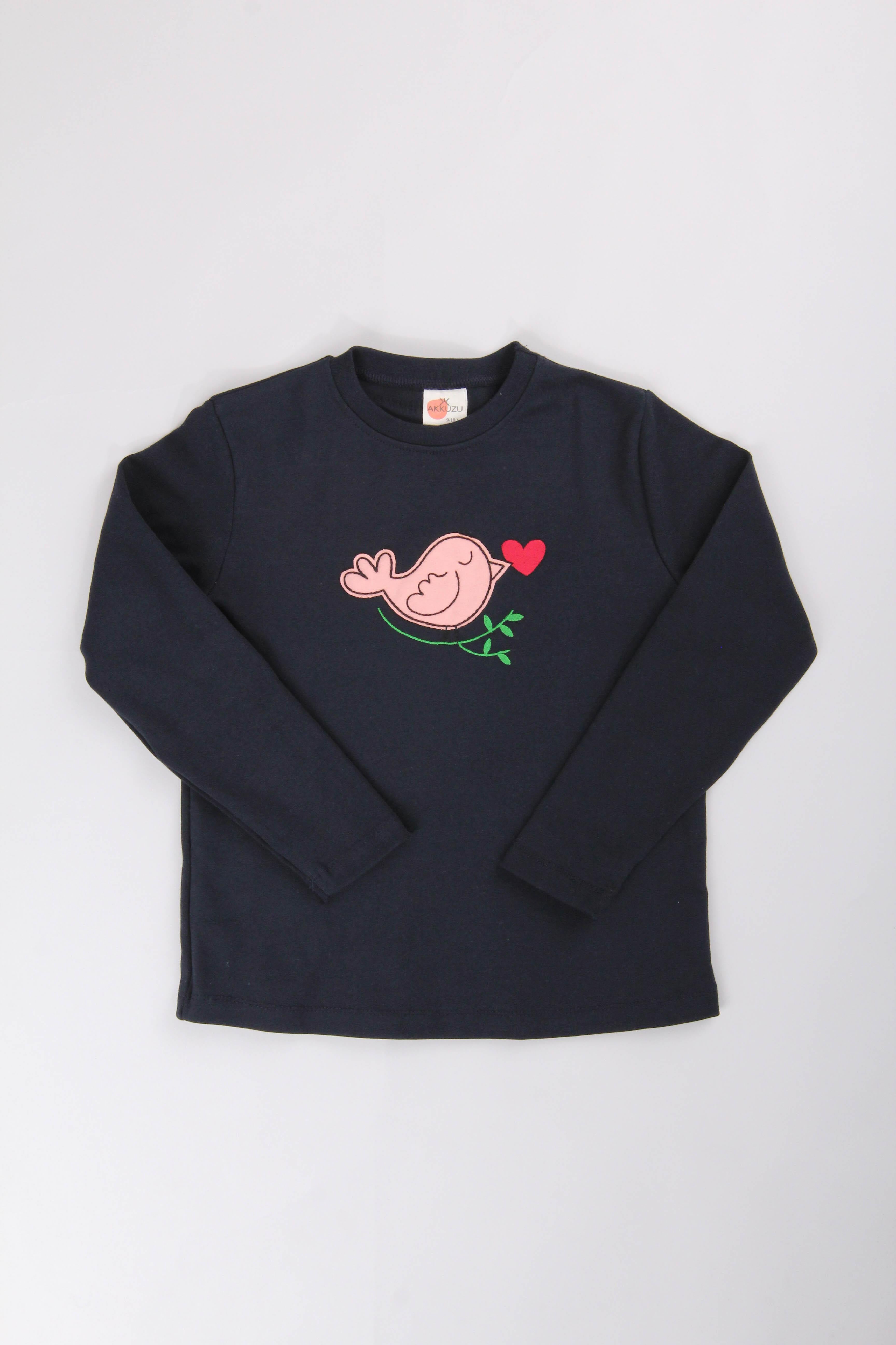 Nakışlı İspanyol Paça Kız Çocuk Takım Lacivert - Perendi