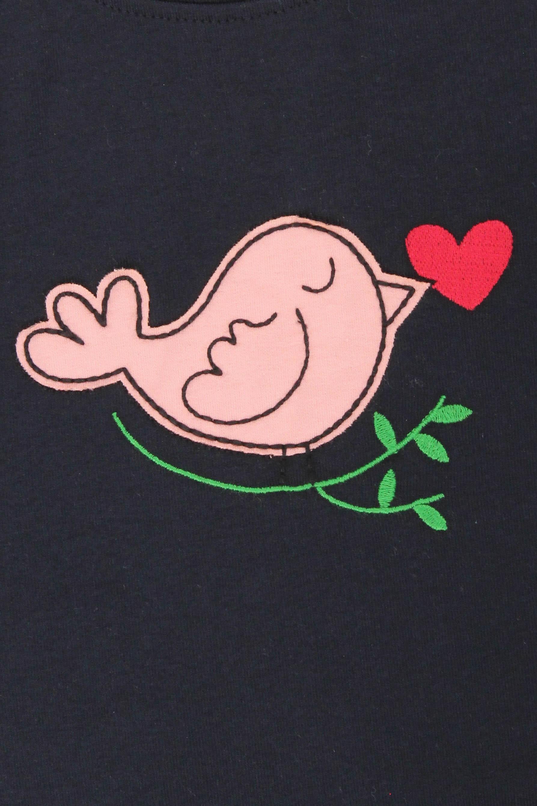 Nakışlı İspanyol Paça Kız Çocuk Takım Lacivert - Perendi