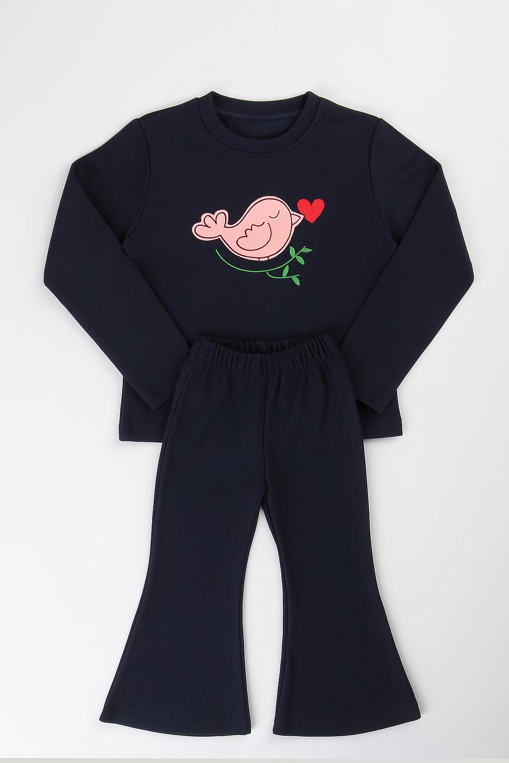 Embroidered Spanish Leg Girl's Suit Navy Blue