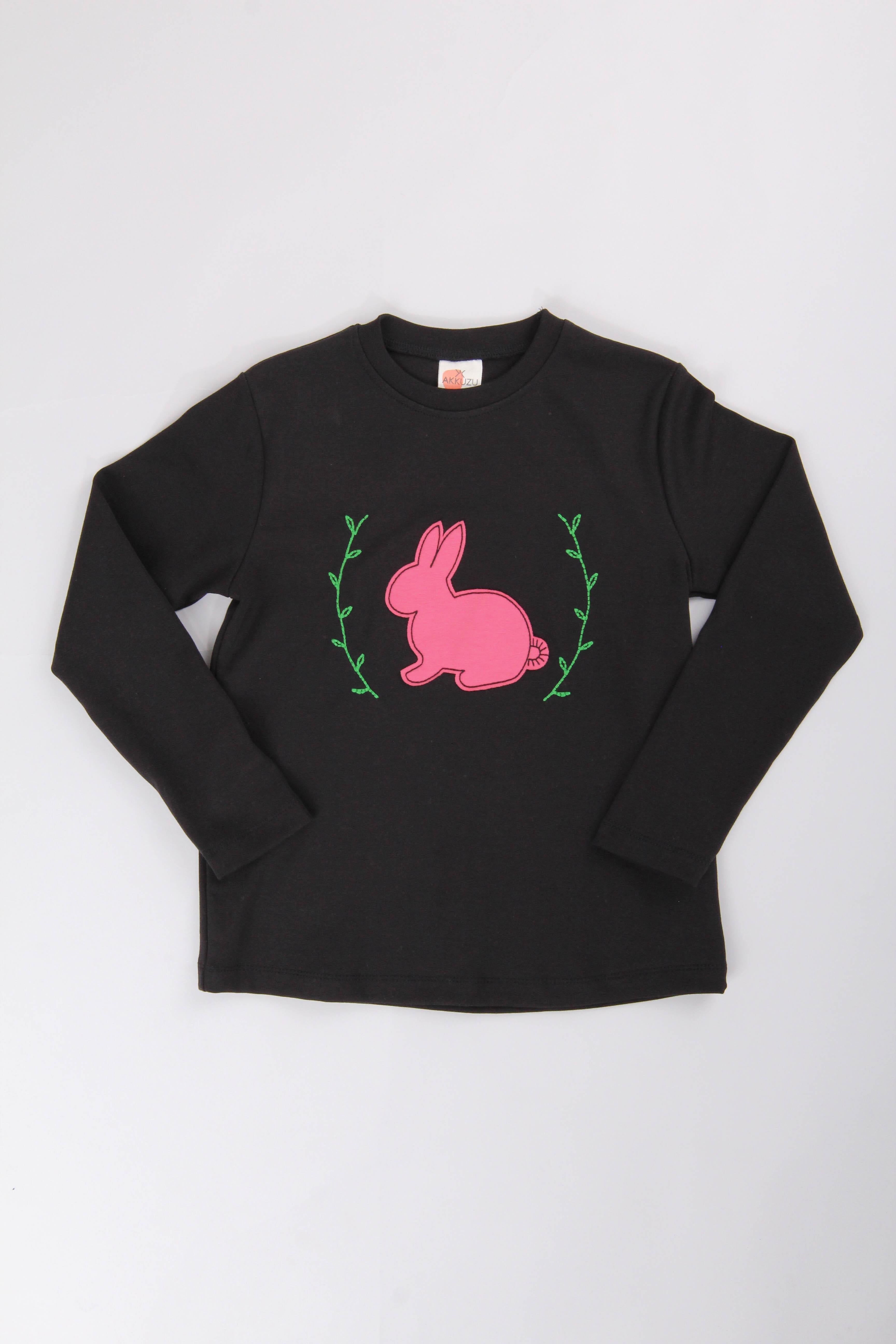 Nakışlı İspanyol Paça Kız Çocuk Takım Siyah - Perendi