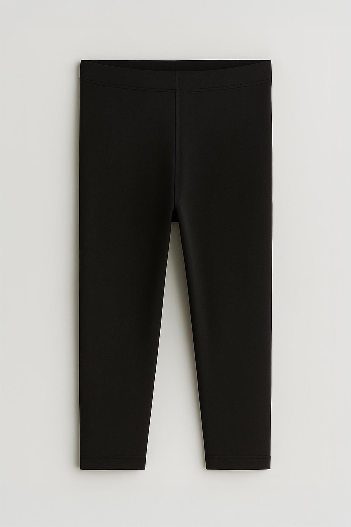 Pamuklu Kız Çocuk Taytı - Uzun Model Siyah