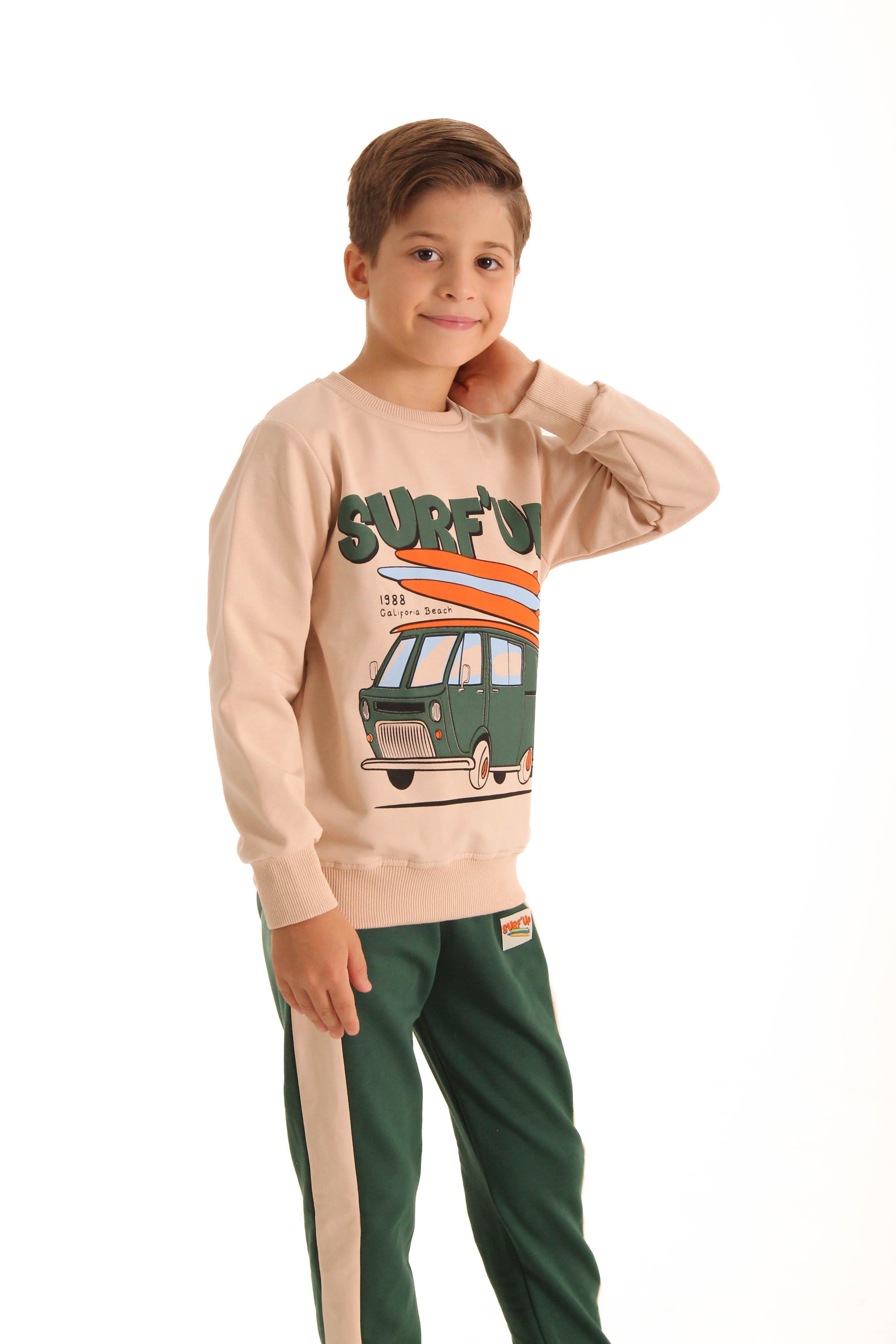 Pamuklu Surf Up Baskılı Erkek Çocuk İkili Takım