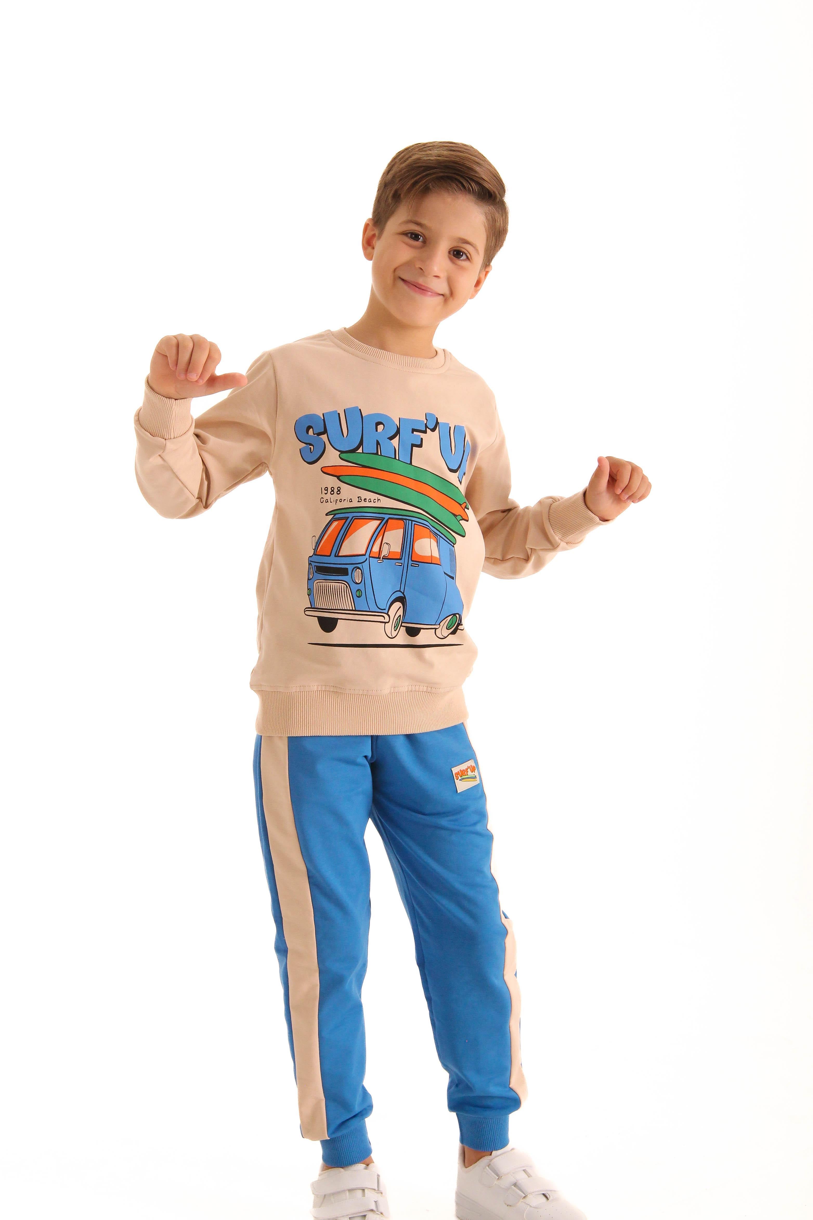 Pamuklu Surf Up Baskılı Erkek Çocuk İkili Takım