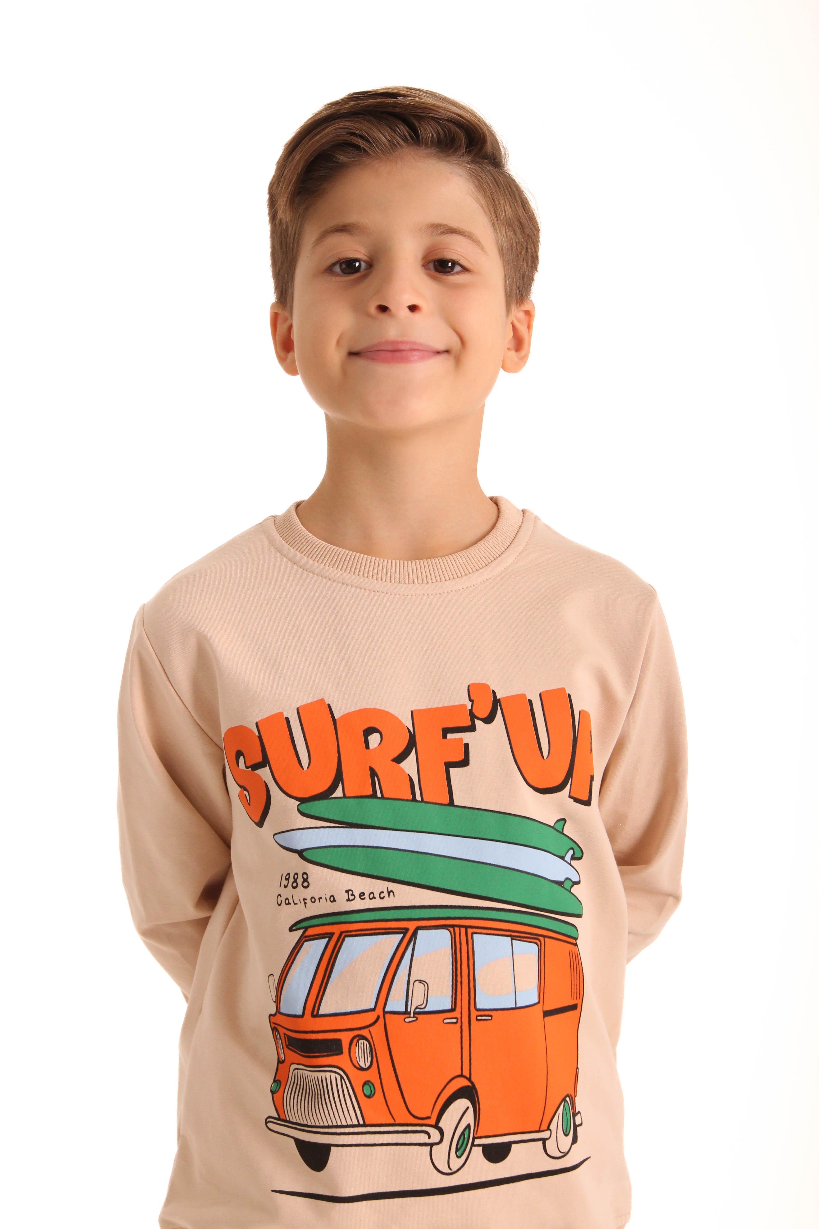 Pamuklu Surf Up Baskılı Erkek Çocuk İkili Takım