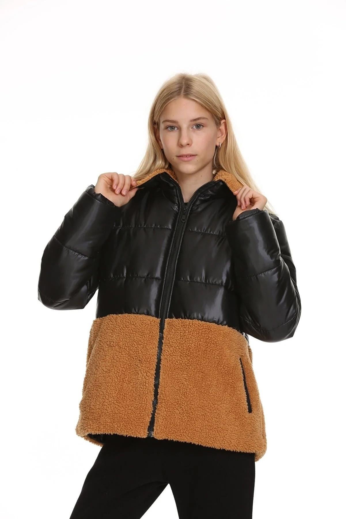 Peluşlu Kız Çocuk Şişme Mont