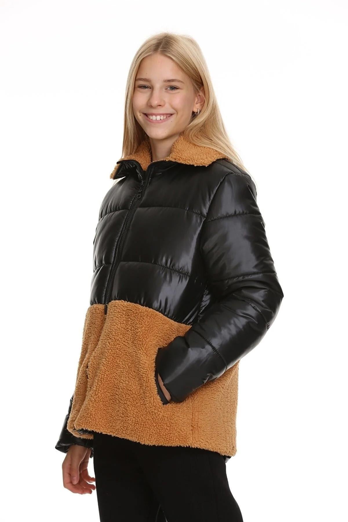 Peluşlu Kız Çocuk Şişme Mont