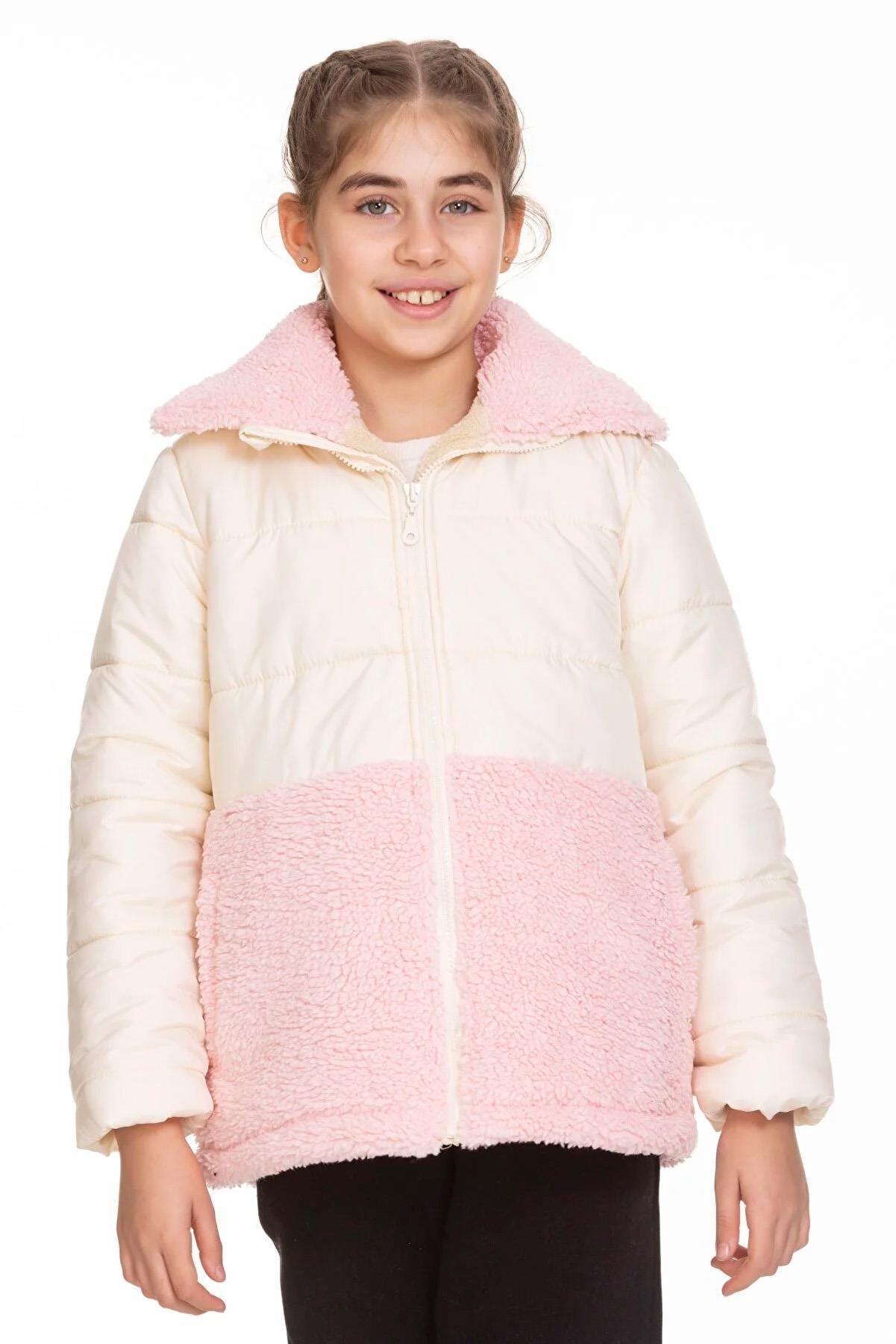 Peluşlu Kız Çocuk Şişme Mont