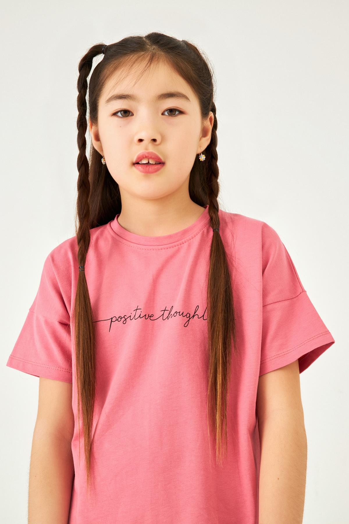 Positive Baskılı Basic Kız Çocuk Taytlı Takım