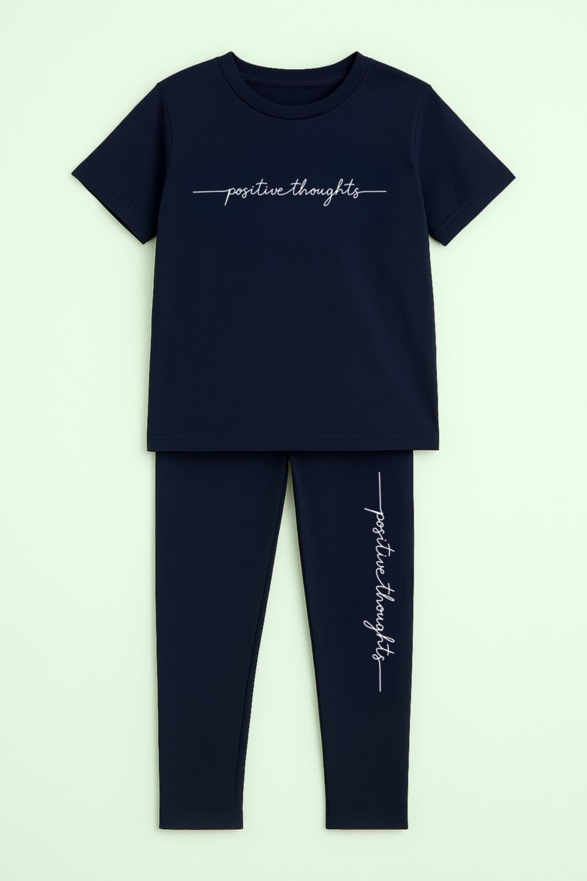 Positive Baskılı Basic Kız Çocuk Taytlı Takım