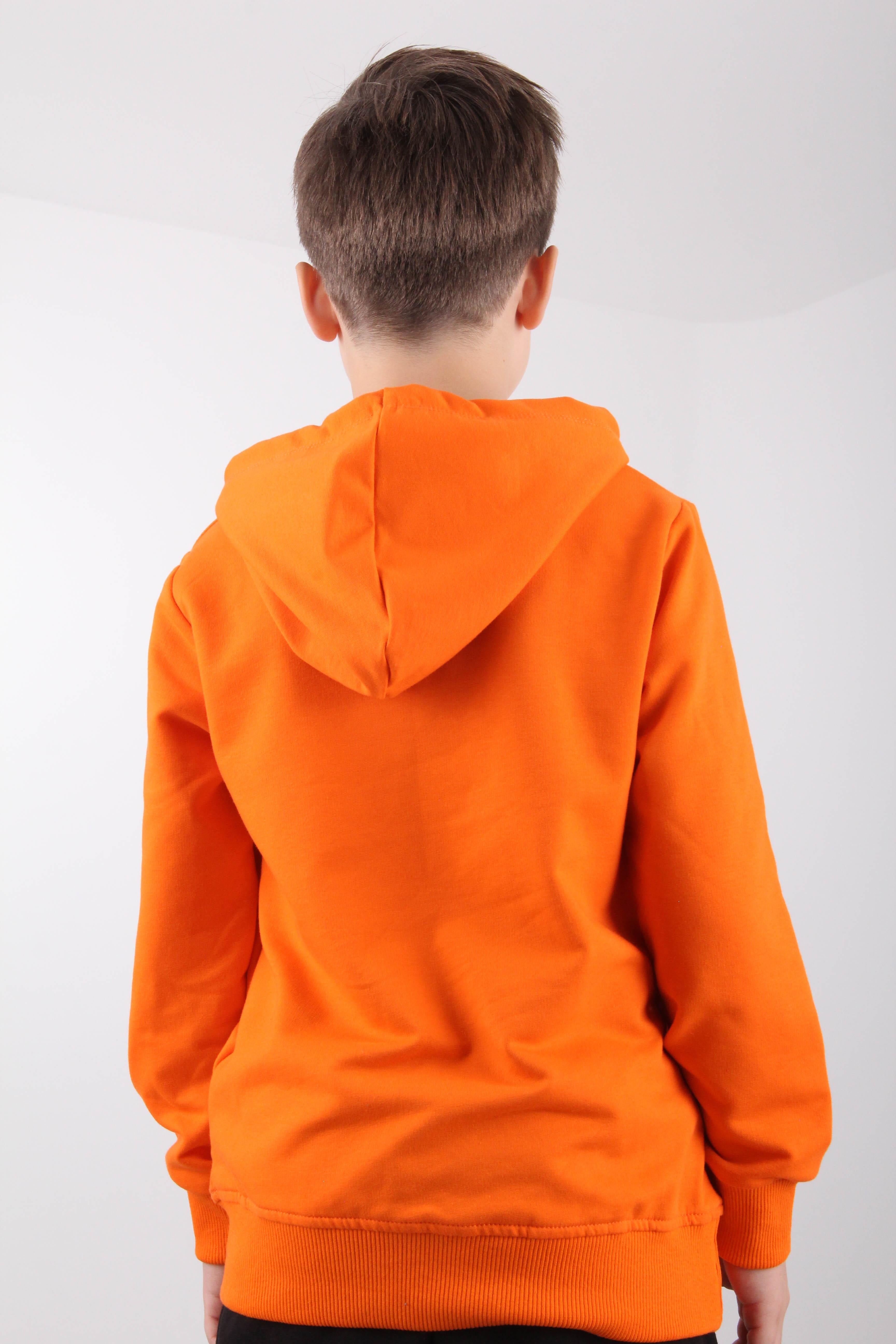 Rahat Kesim Kapüşonlu Gamer Baskılı Sweatshirt Turuncu - Perendi
