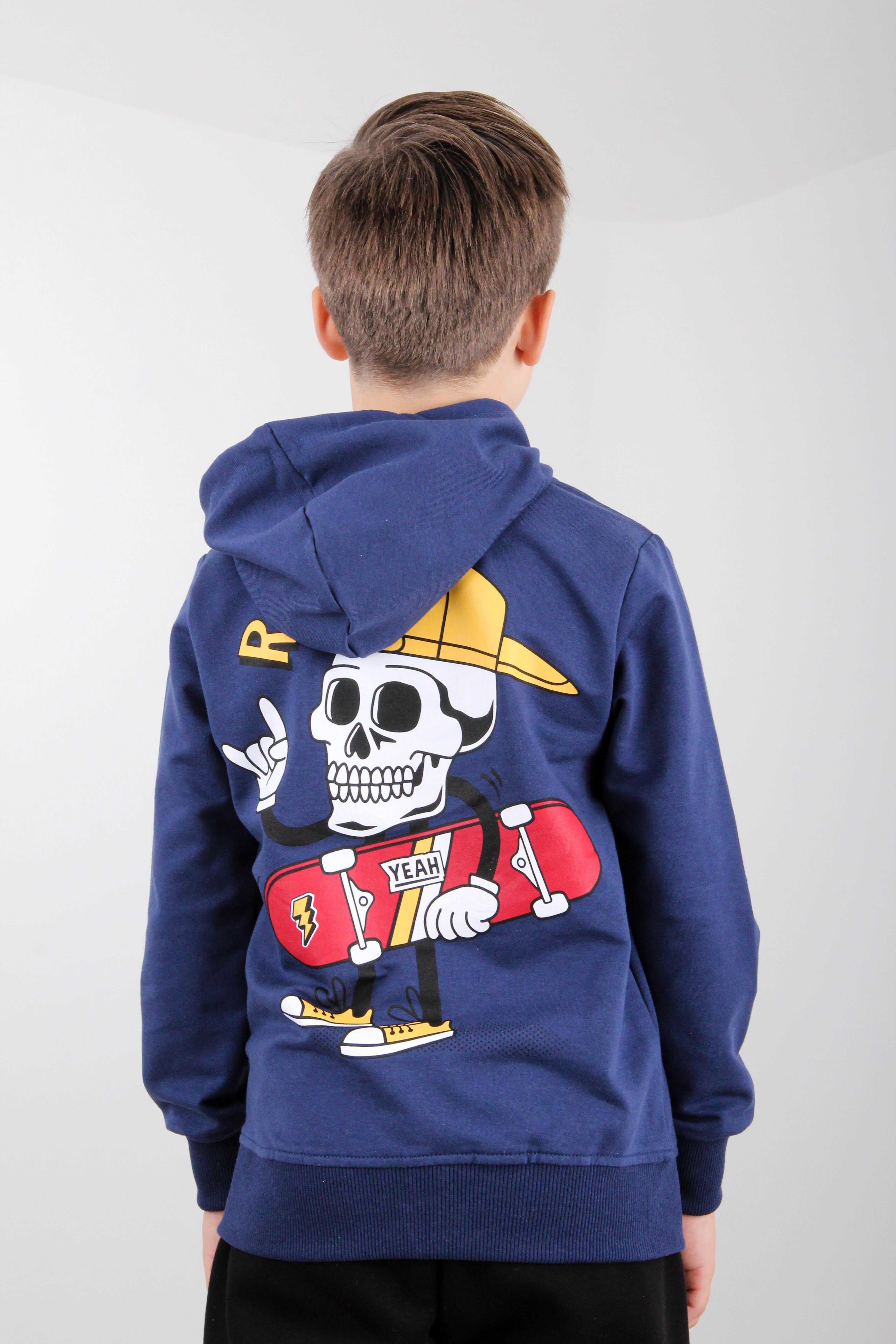 Rahat Kesim Kapüşonlu Rad Baskılı Sweatshirt Mavi - Perendi