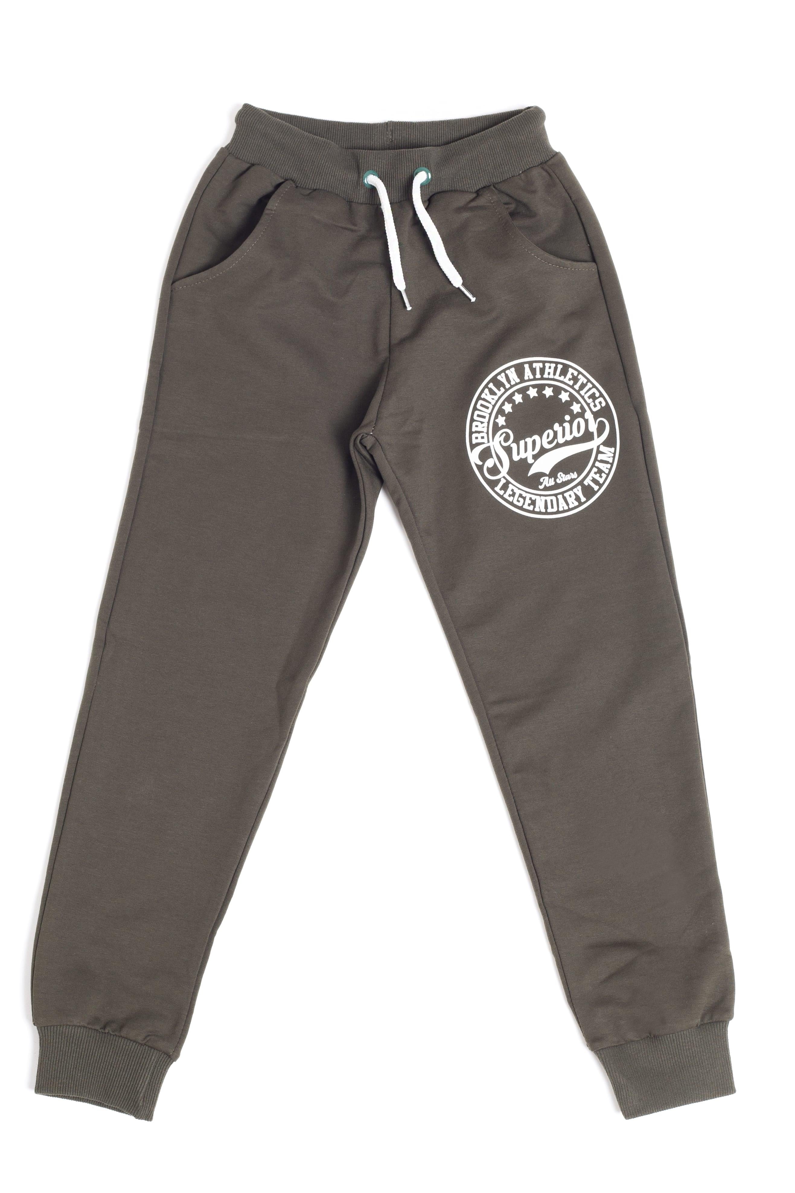 Superior Baskı Detaylı Erkek Çocuk Eşofman Altı Haki - Perendi