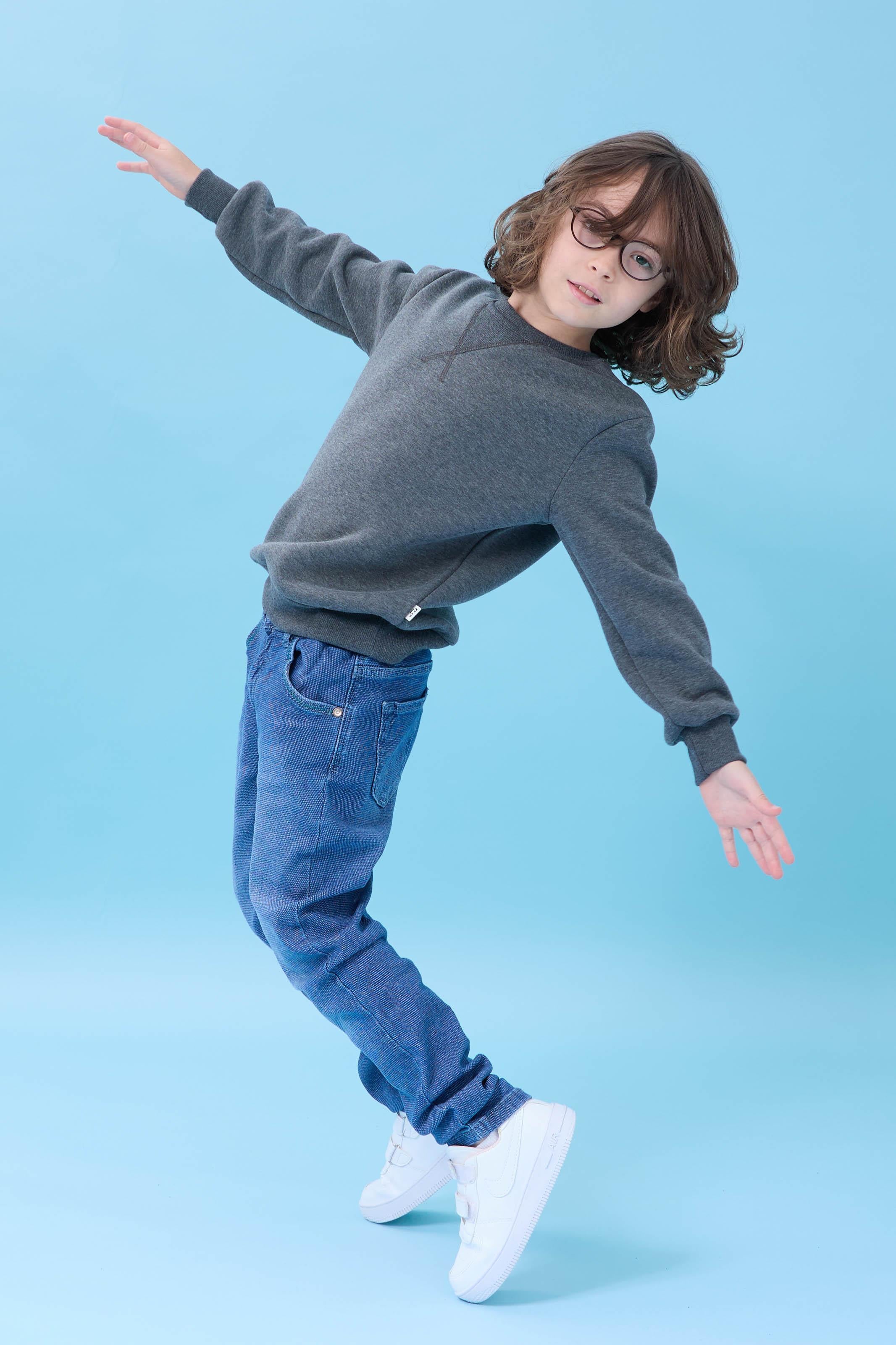 Unisex Basic Bisiklet Yaka Şardonlu Kışlık Sweatshirt