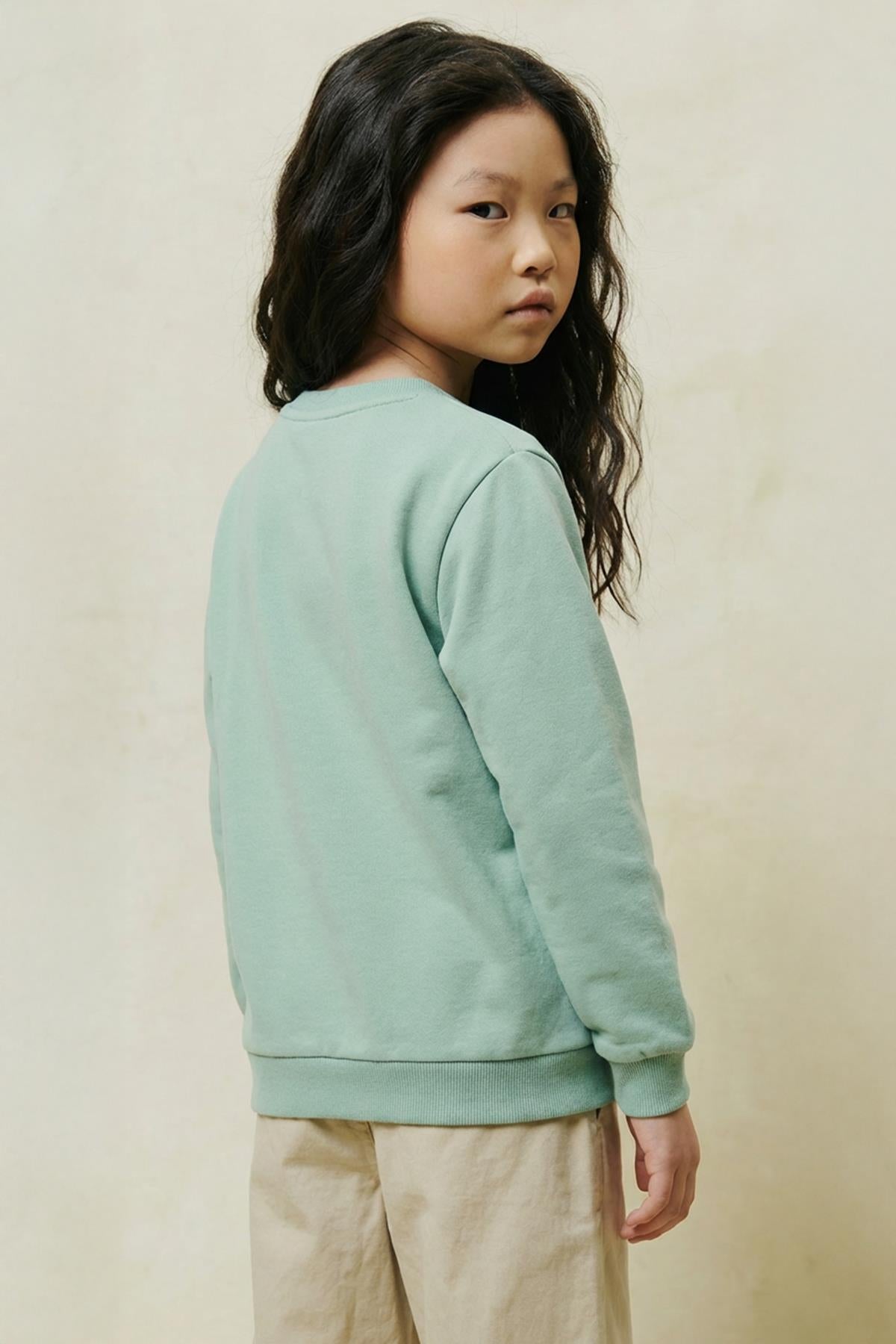 Unisex Çocuk 2'li Basic Bisiklet Yaka Sweatshirt Seti – Mint & Yeşil