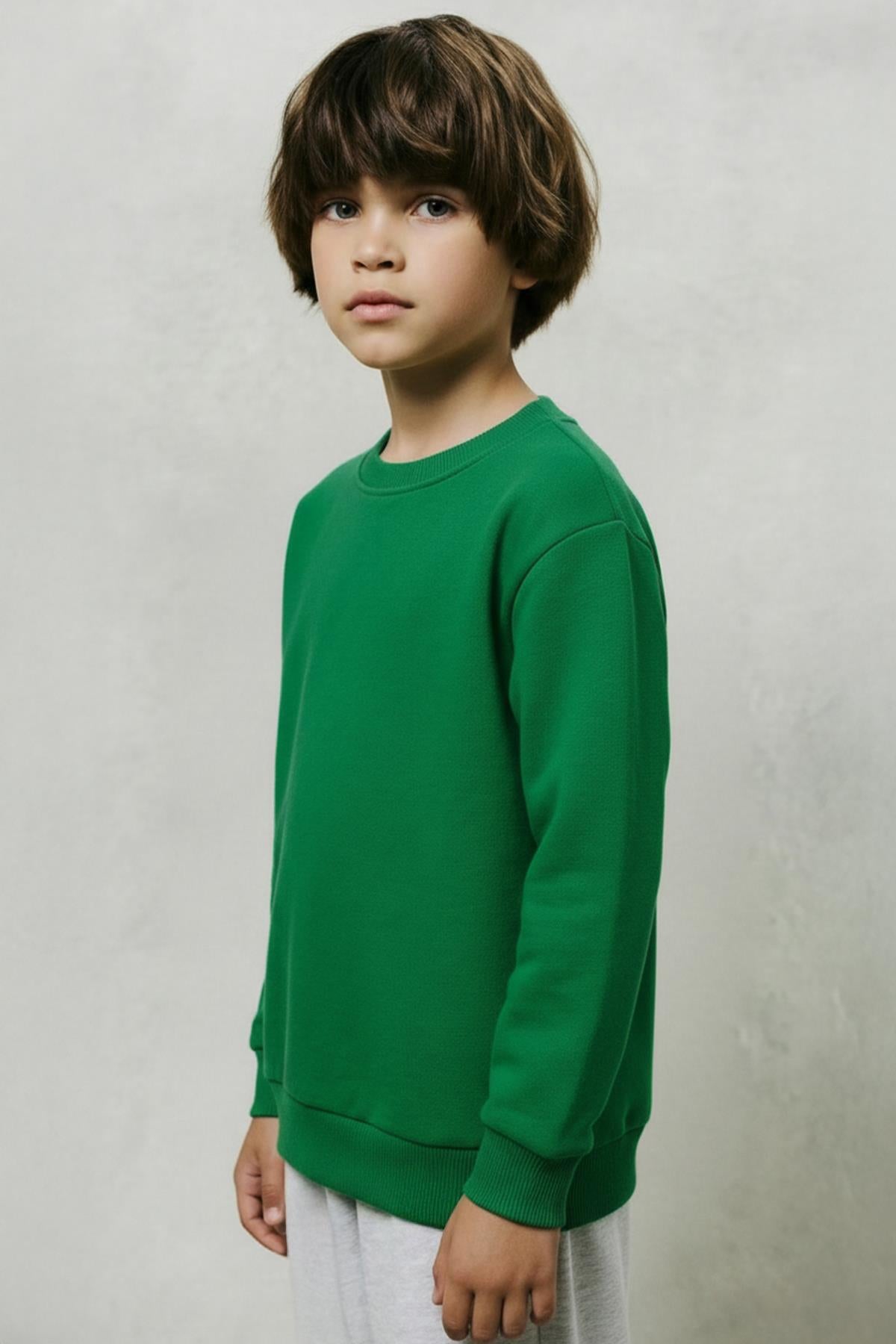 Unisex Çocuk 2'li Basic Bisiklet Yaka Sweatshirt Seti – Mint & Yeşil