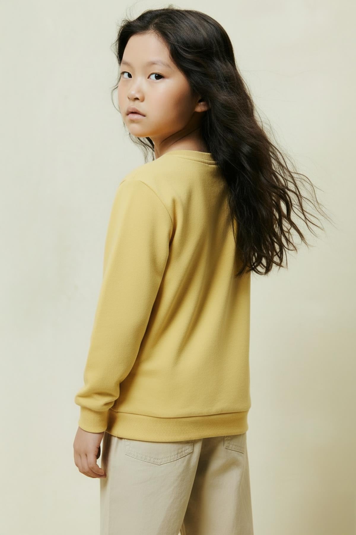 Unisex Çocuk 2'li Basic Bisiklet Yaka Sweatshirt Seti – Sarı & Fıstık Yeşili