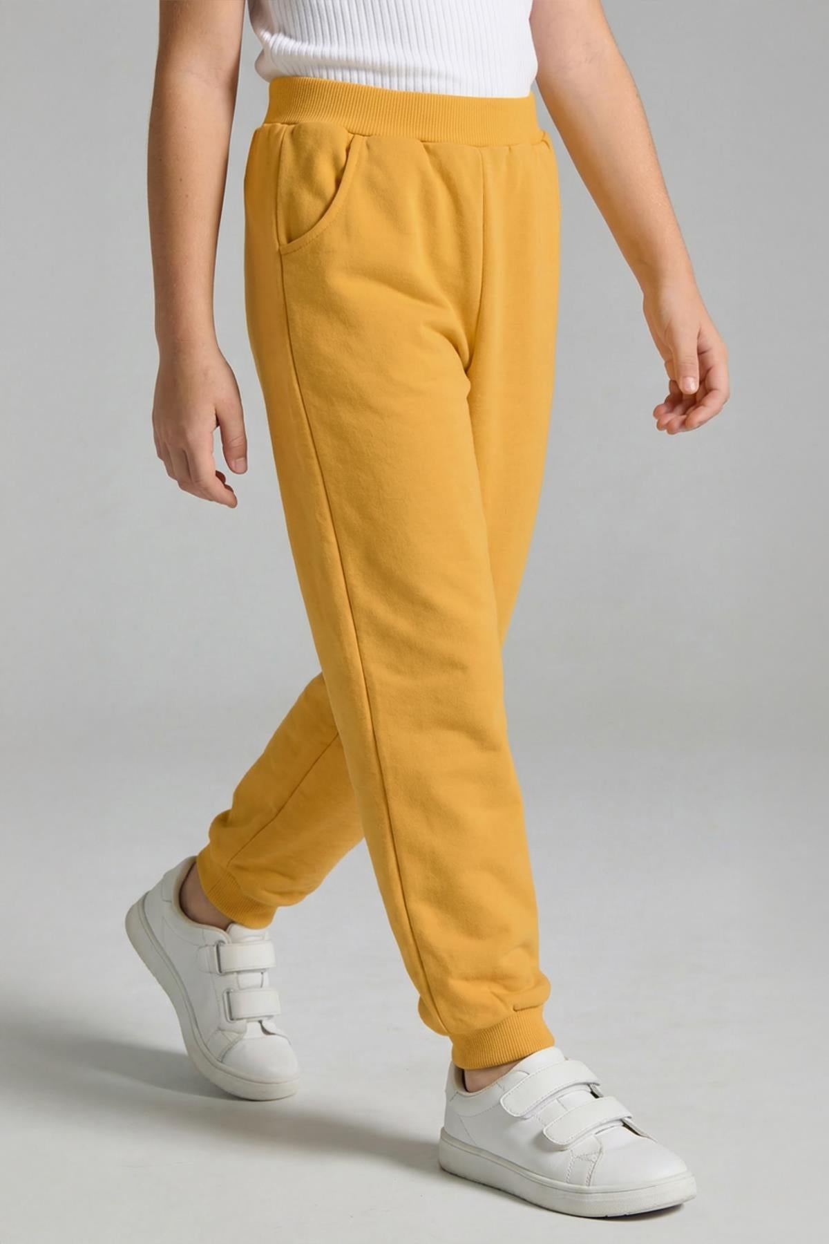 Unisex Çocuk Basic Jogger Eşofman Altı 2’li Set – Hardal & Turuncu