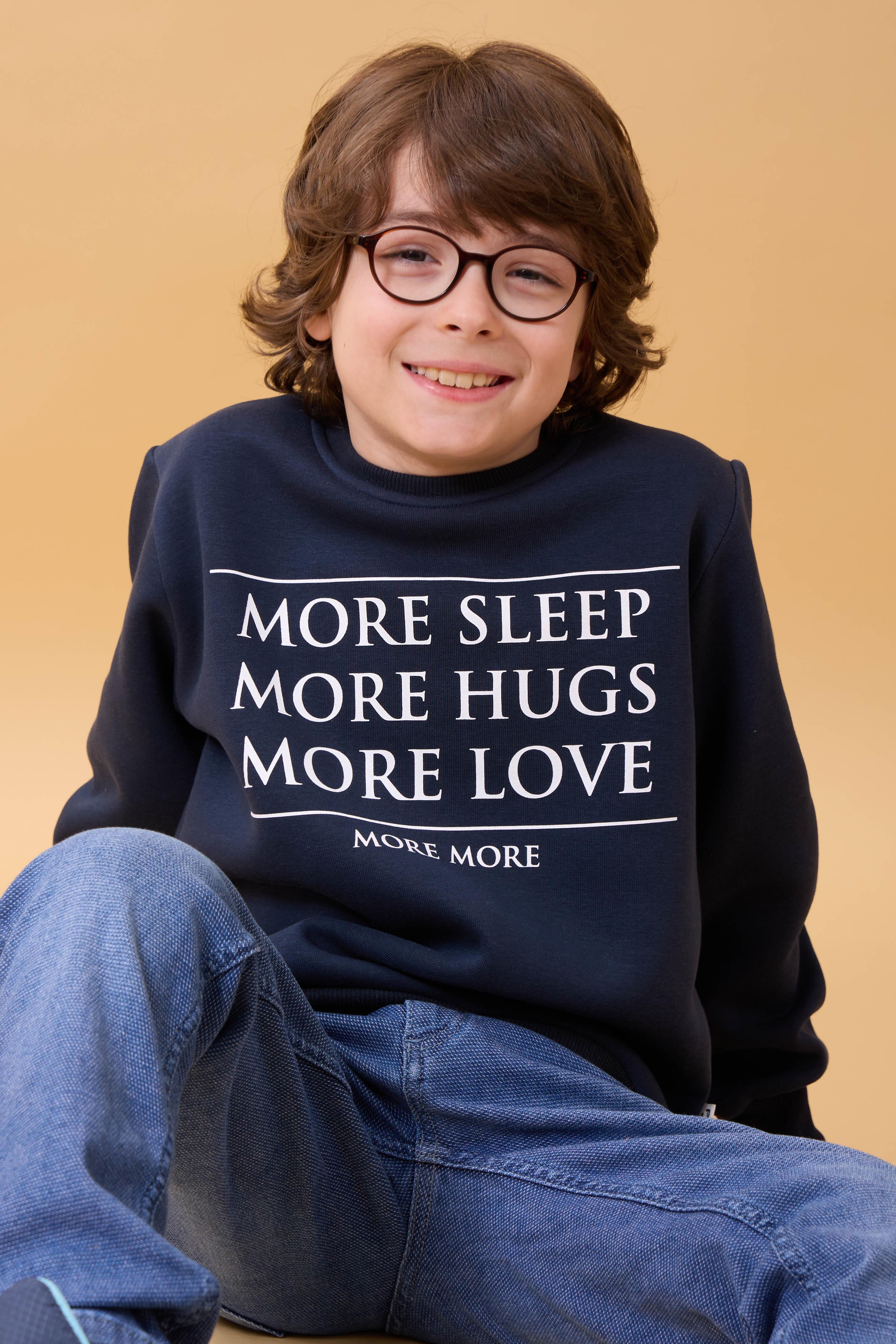 Unisex Çocuk Bisiklet Yaka Baskı Detaylı İçi Polarlı Sweatshirt