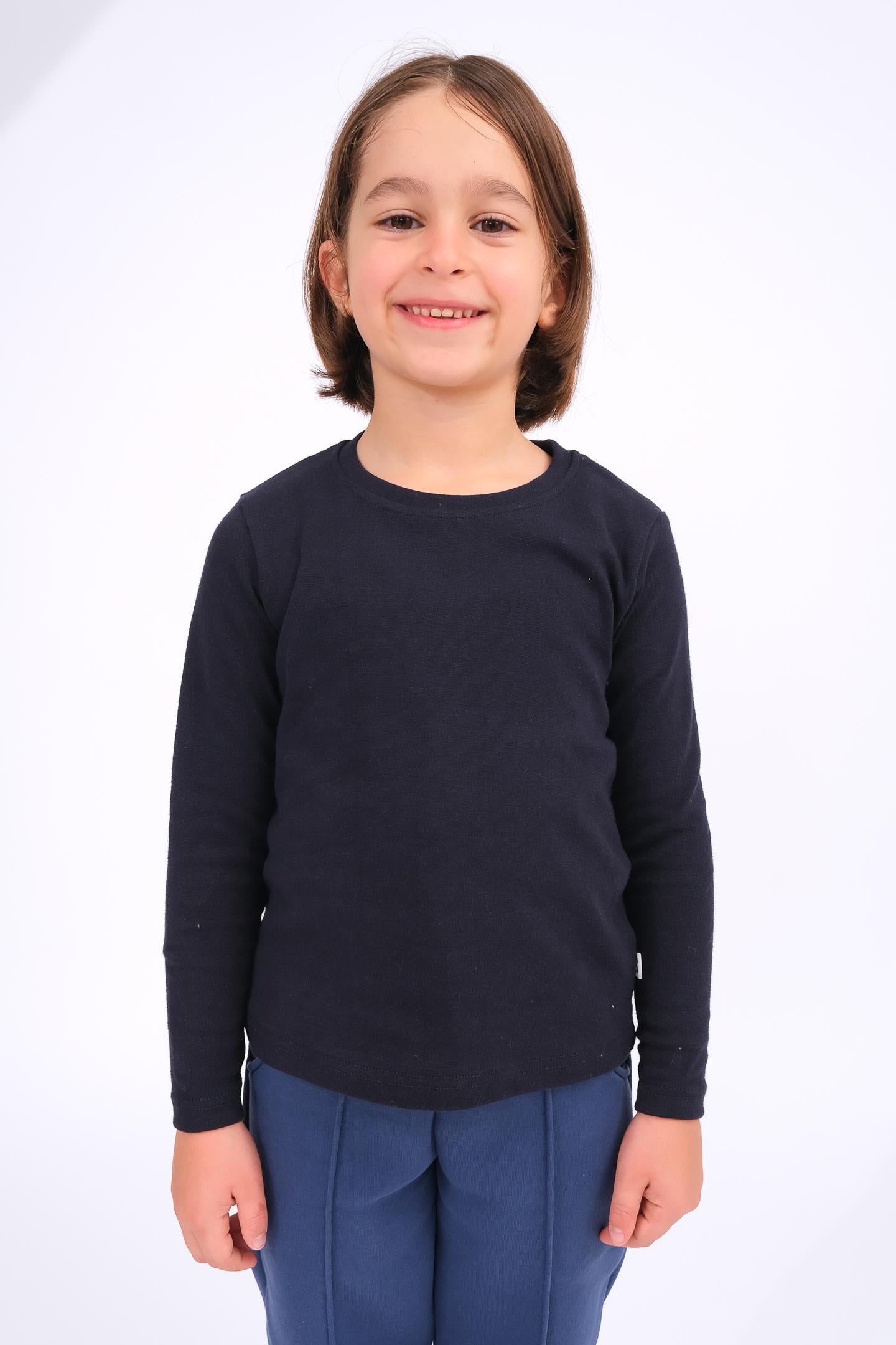 Unisex Çocuk Bisiklet Yaka Uzun Kollu Basic Body
