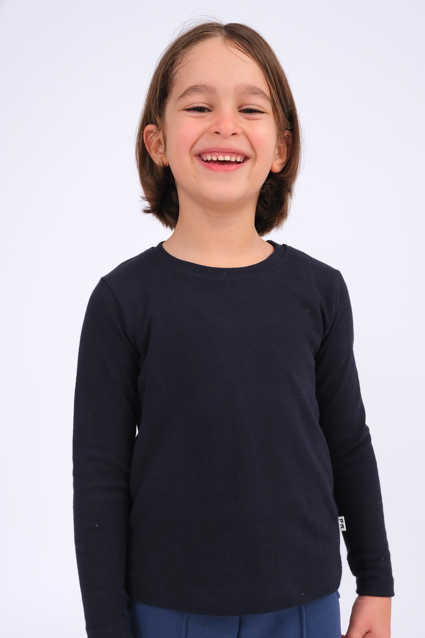 Unisex Çocuk Bisiklet Yaka Uzun Kollu Basic Body
