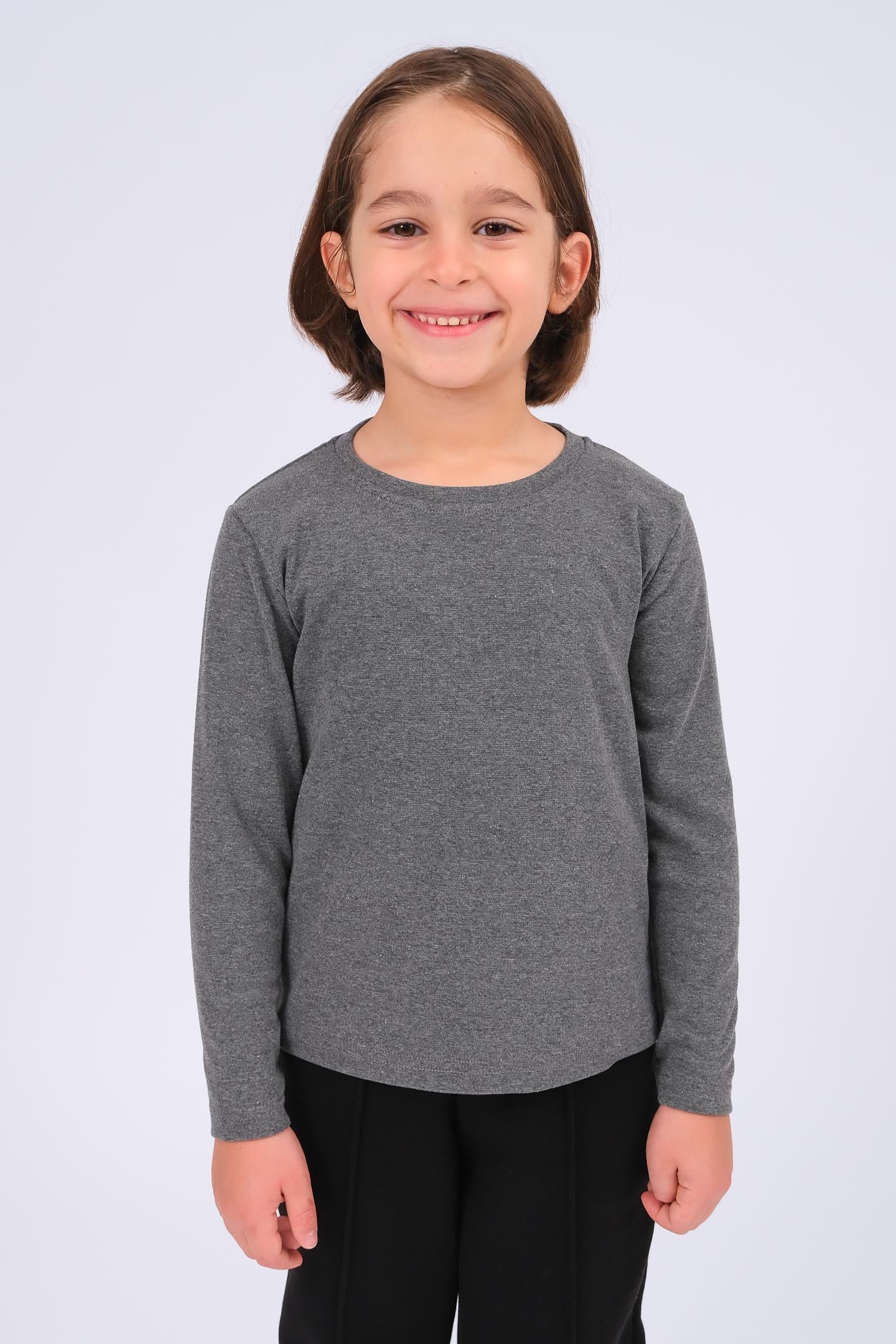 Unisex Çocuk Bisiklet Yaka Uzun Kollu Basic Body