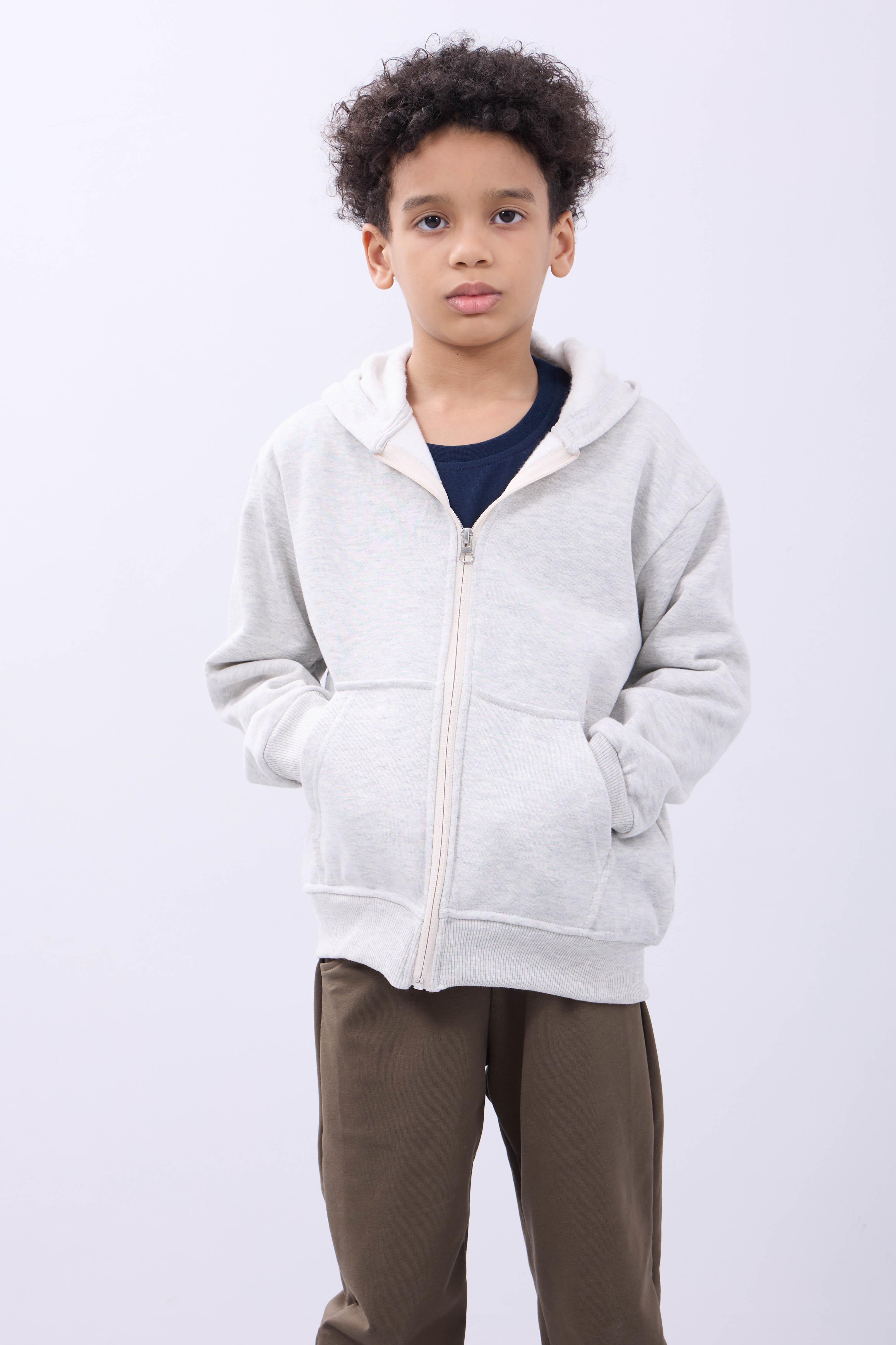 Unisex Çocuk Kapüşonlu Fermuarlı Hırka