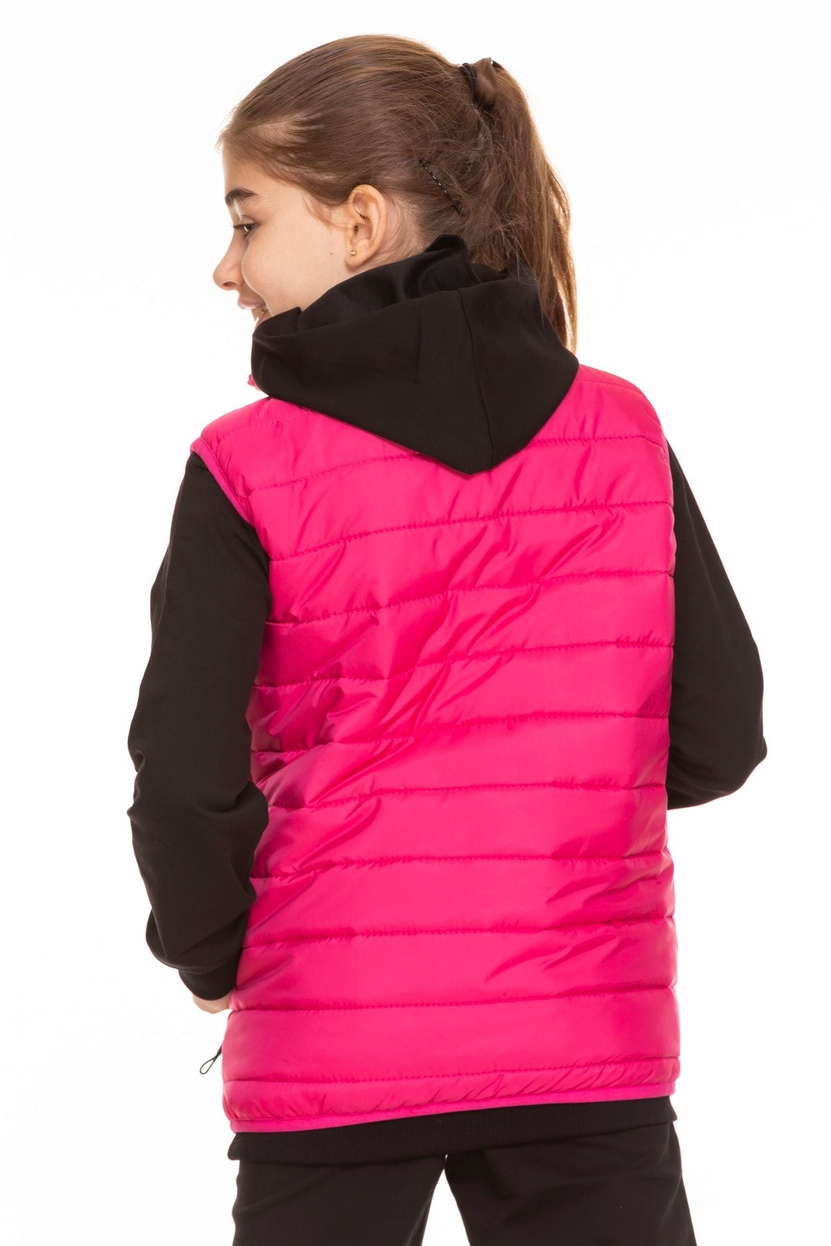 Unisex Kapitone File Astarlı Çıtçıtlı Yelek Pembe - Perendi