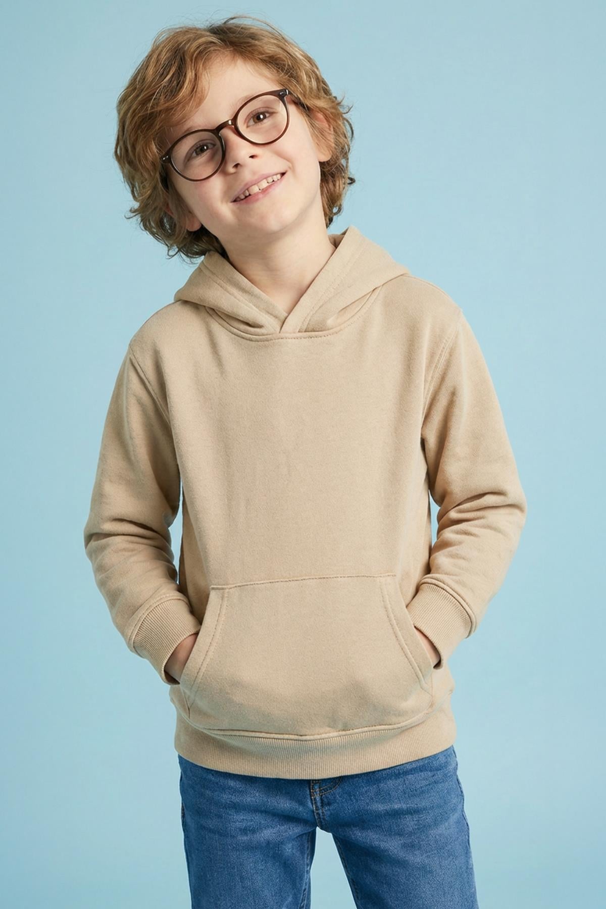 Unisex Kapüşonlu Kanguru Cepli Şardonlu Kışlık Sweatshirt