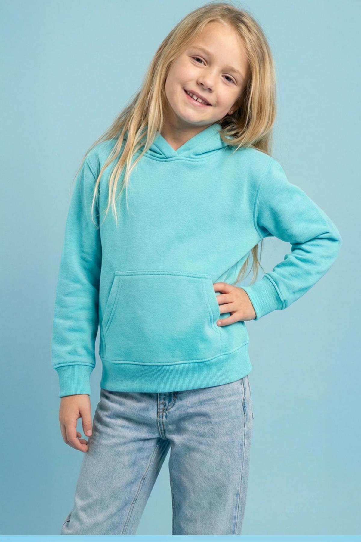 Unisex Kapüşonlu Kanguru Cepli Şardonlu Kışlık Sweatshirt