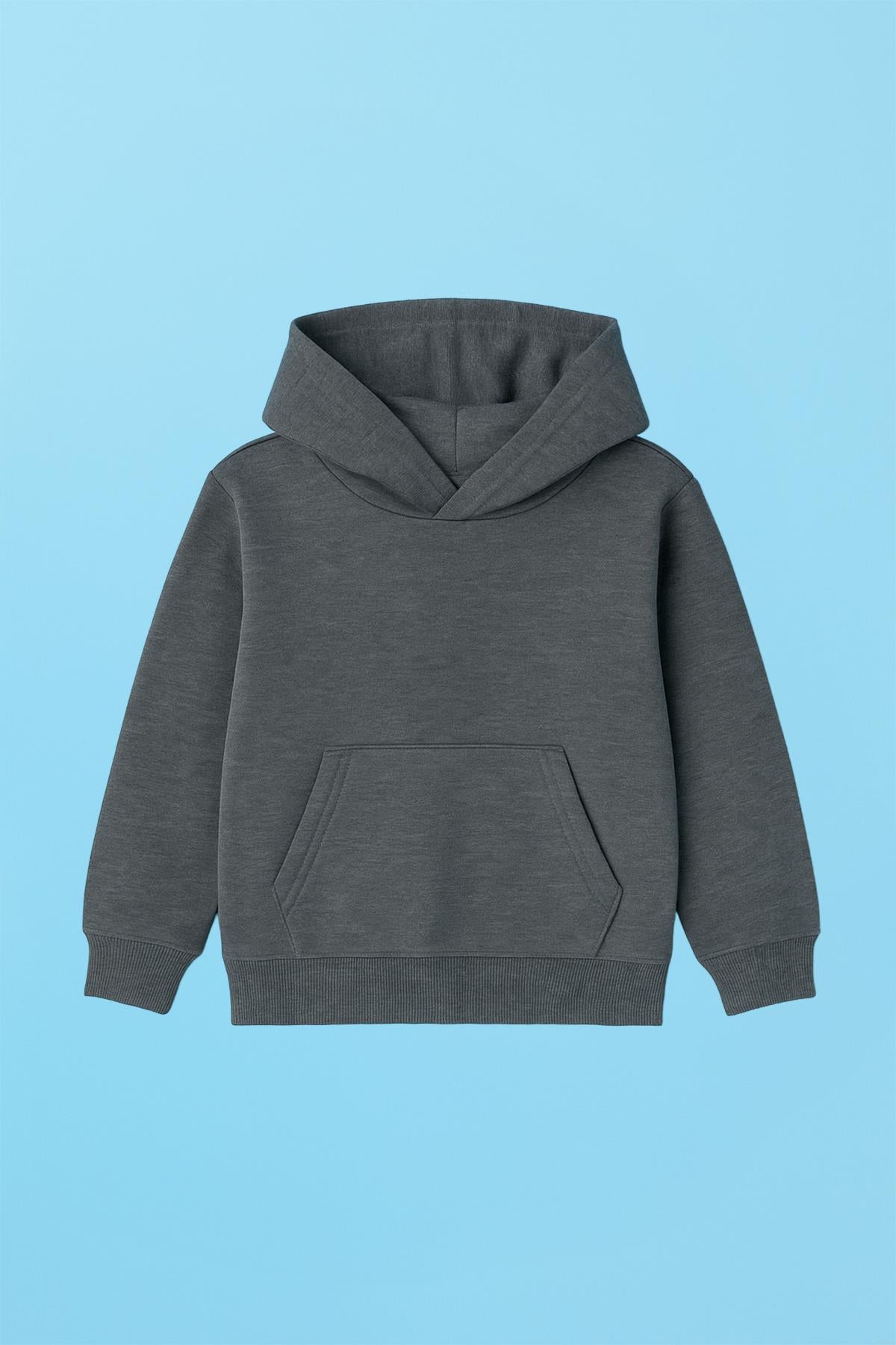 Unisex Kapüşonlu Kanguru Cepli Şardonlu Kışlık Sweatshirt - Antrasit