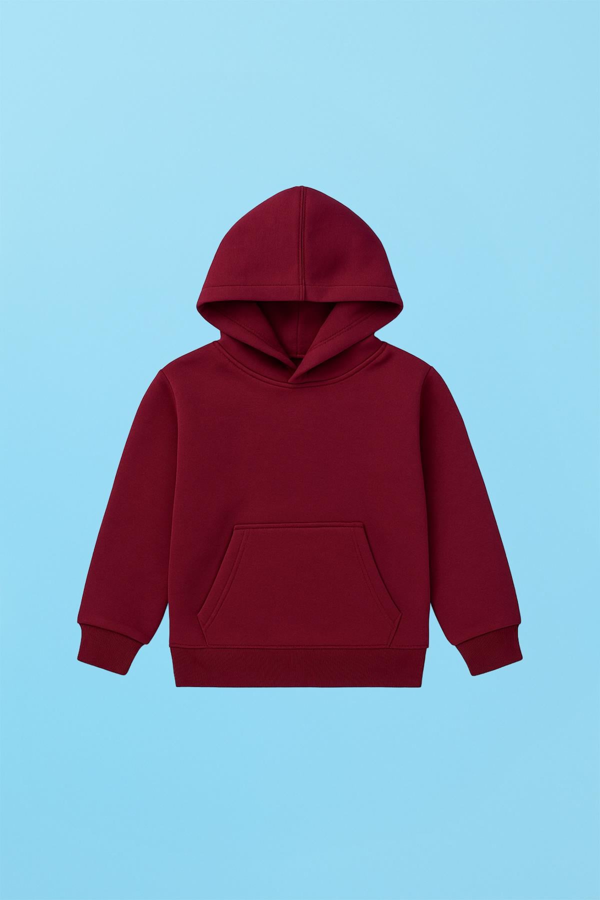 Unisex Kapüşonlu Kanguru Cepli Şardonlu Kışlık Sweatshirt - Bordo