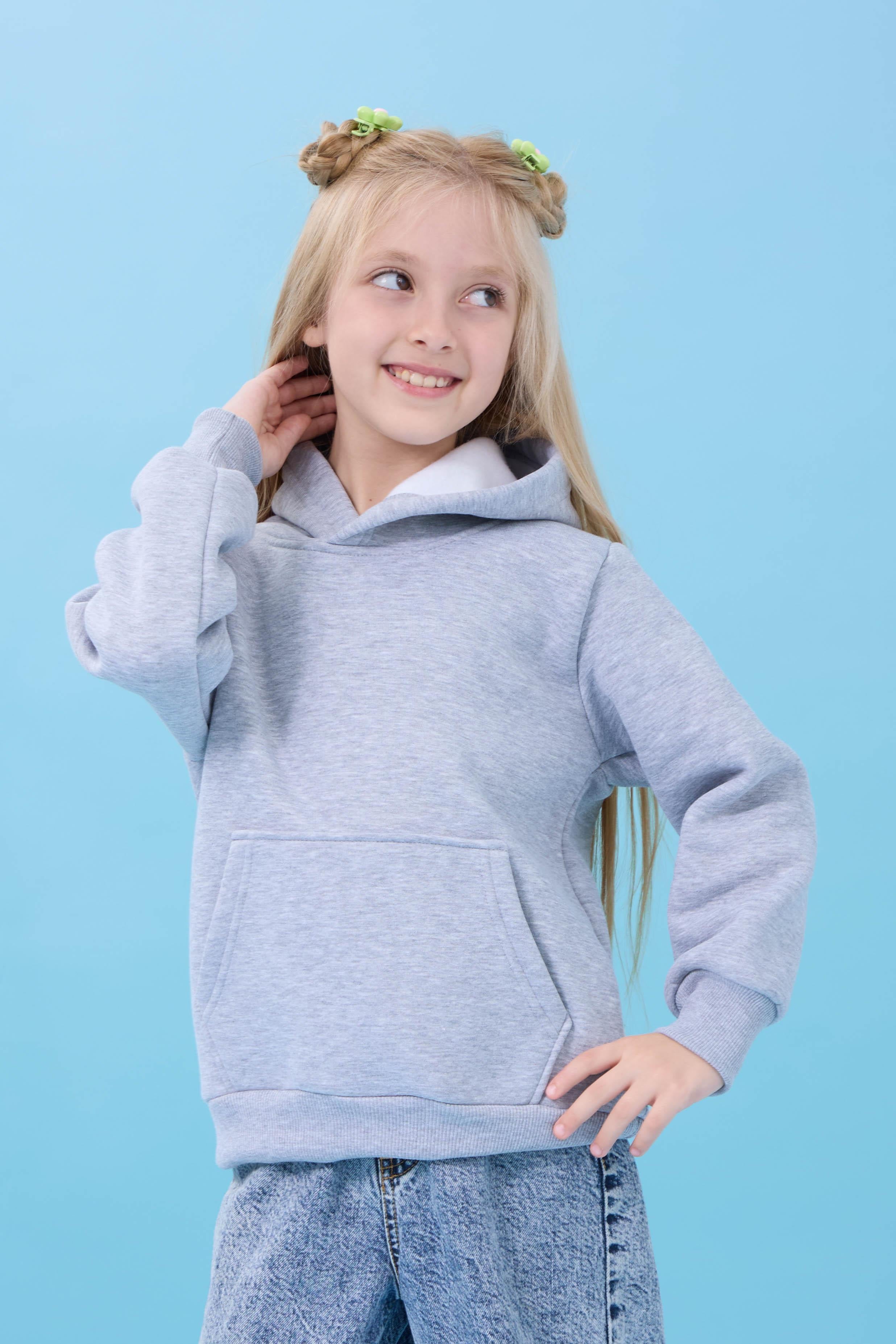 Unisex Kapüşonlu Kanguru Cepli Şardonlu Kışlık Sweatshirt - Gri