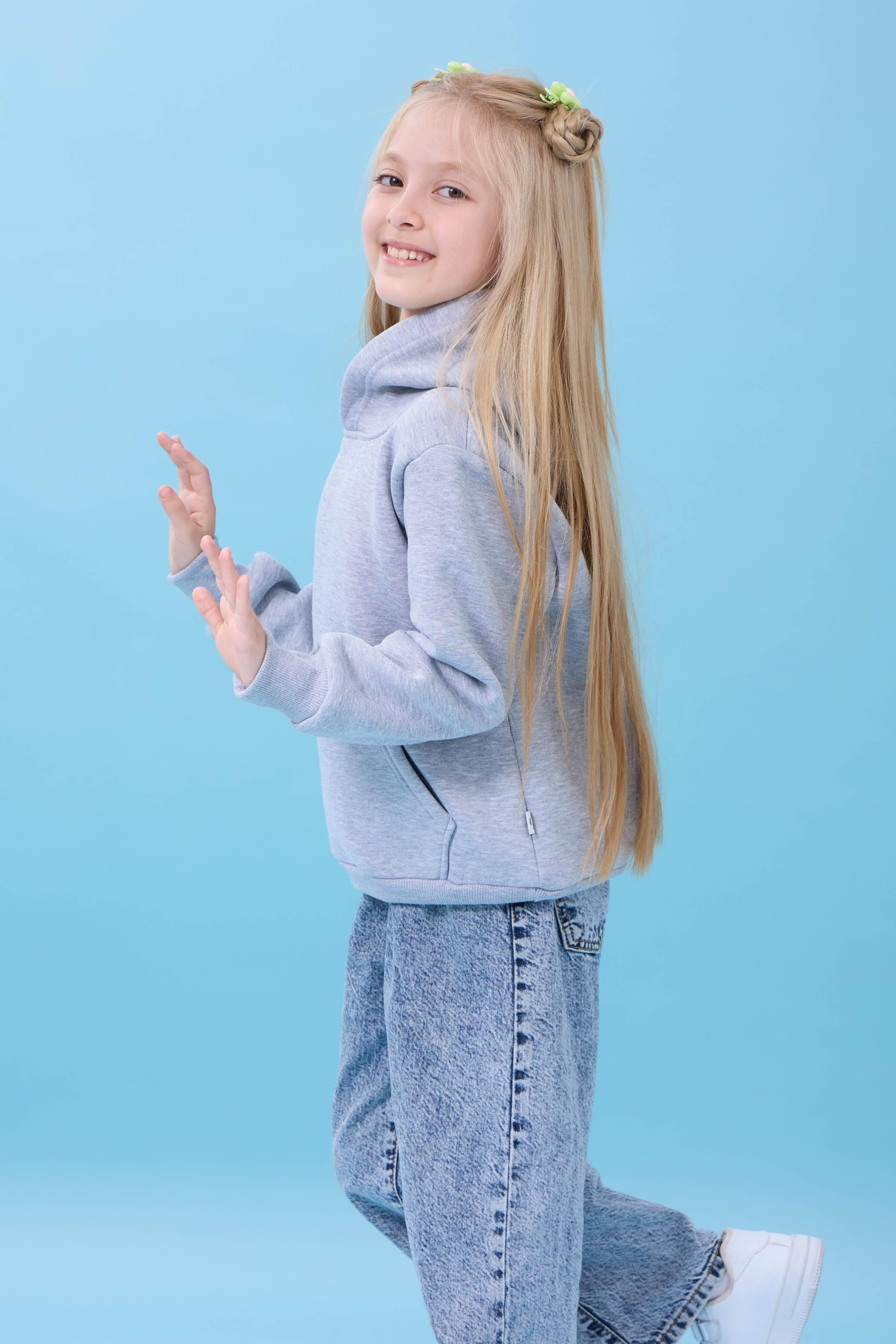 Unisex Kapüşonlu Kanguru Cepli Şardonlu Kışlık Sweatshirt - Gri