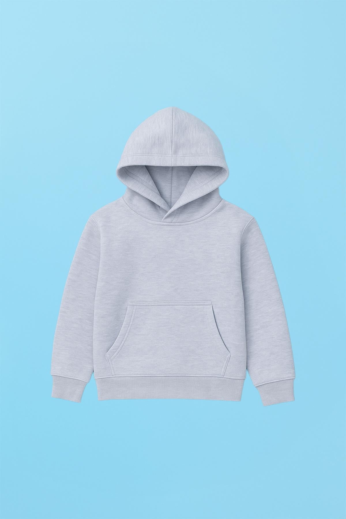 Unisex Kapüşonlu Kanguru Cepli Şardonlu Kışlık Sweatshirt - Gri