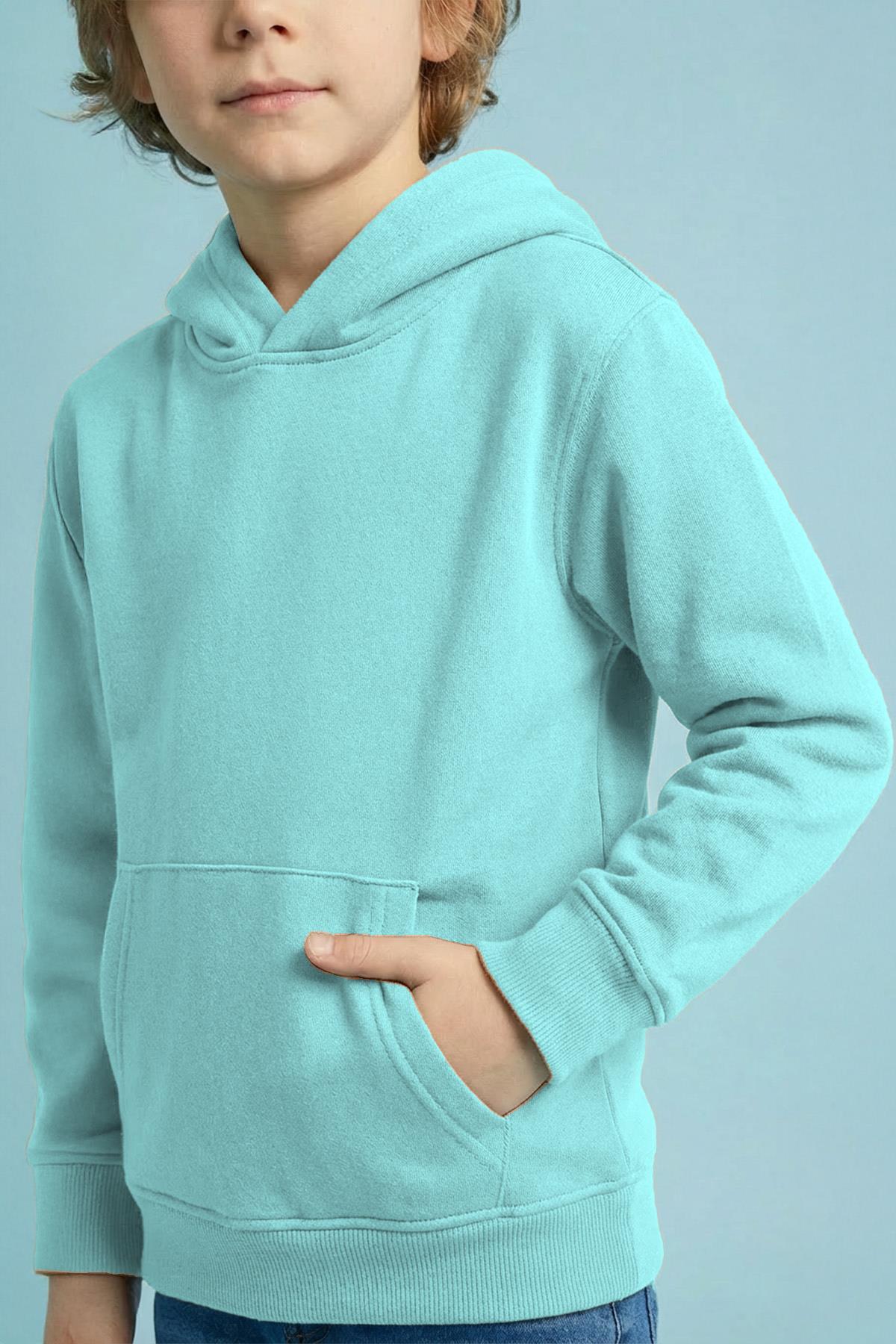Unisex Kapüşonlu Kanguru Cepli Şardonlu Kışlık Sweatshirt - Su Yeşili