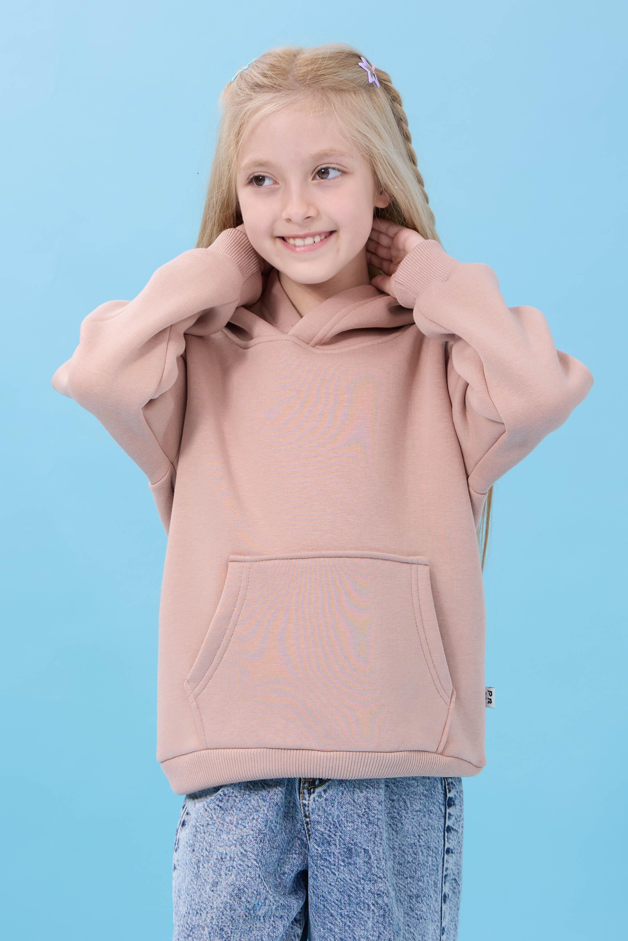 Unisex Kapüşonlu Kanguru Cepli Şardonlu Kışlık Sweatshirt - Toprak