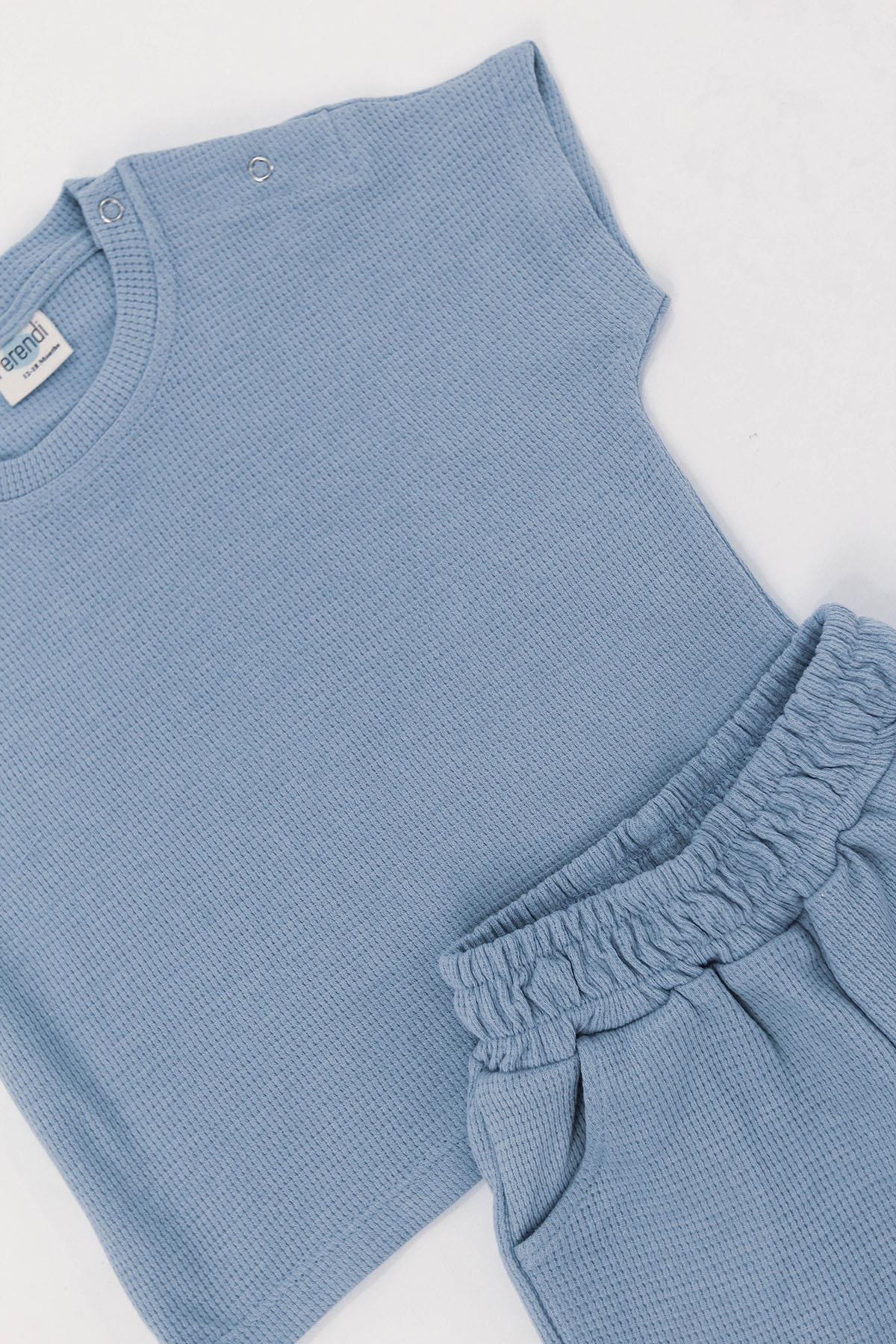 Waffle Dokulu Geniş Kesim Kız Çocuk Takım