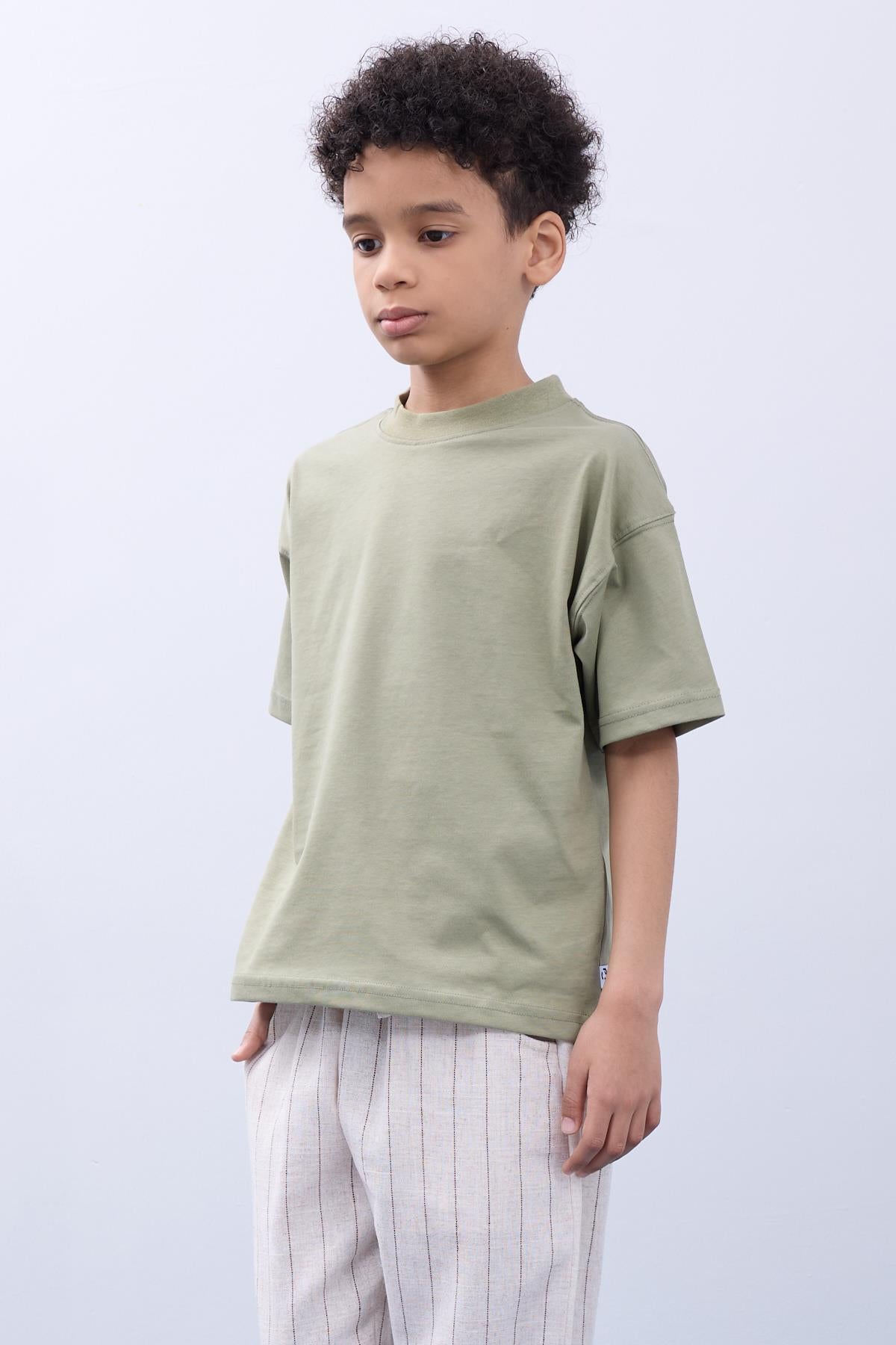 %100 Pamuk İkili Here To Stay Baskılı Tişört İkili Erkek Çocuk Oversize Tişört