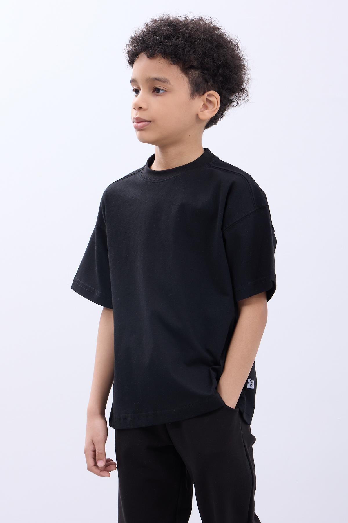 %100 Pamuk İkili Timsah Baskılı Tişört İkili Erkek Çocuk Oversize Tişört