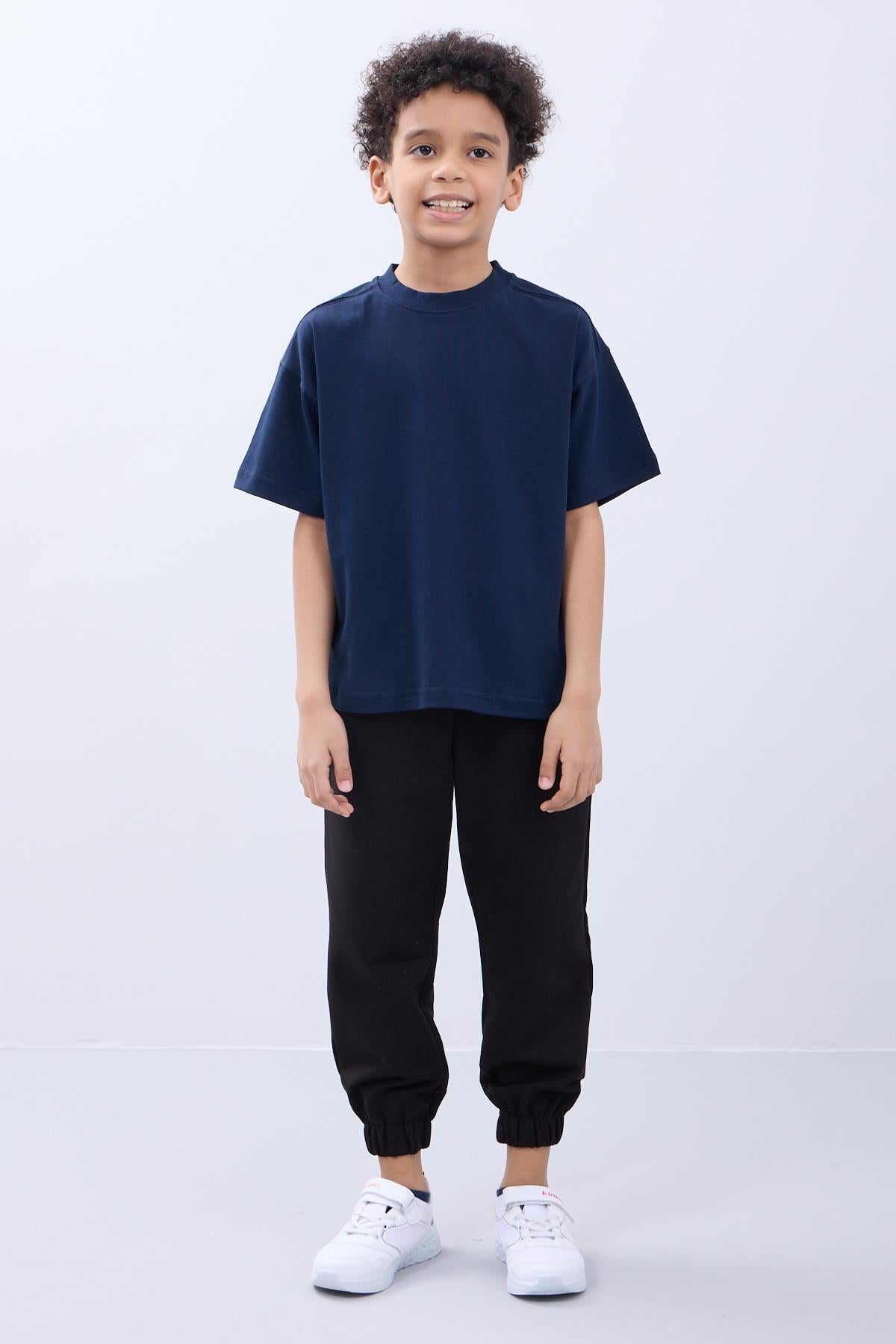 %100 Pamuk İkili Timsah Baskılı Tişört İkili Erkek Çocuk Oversize Tişört