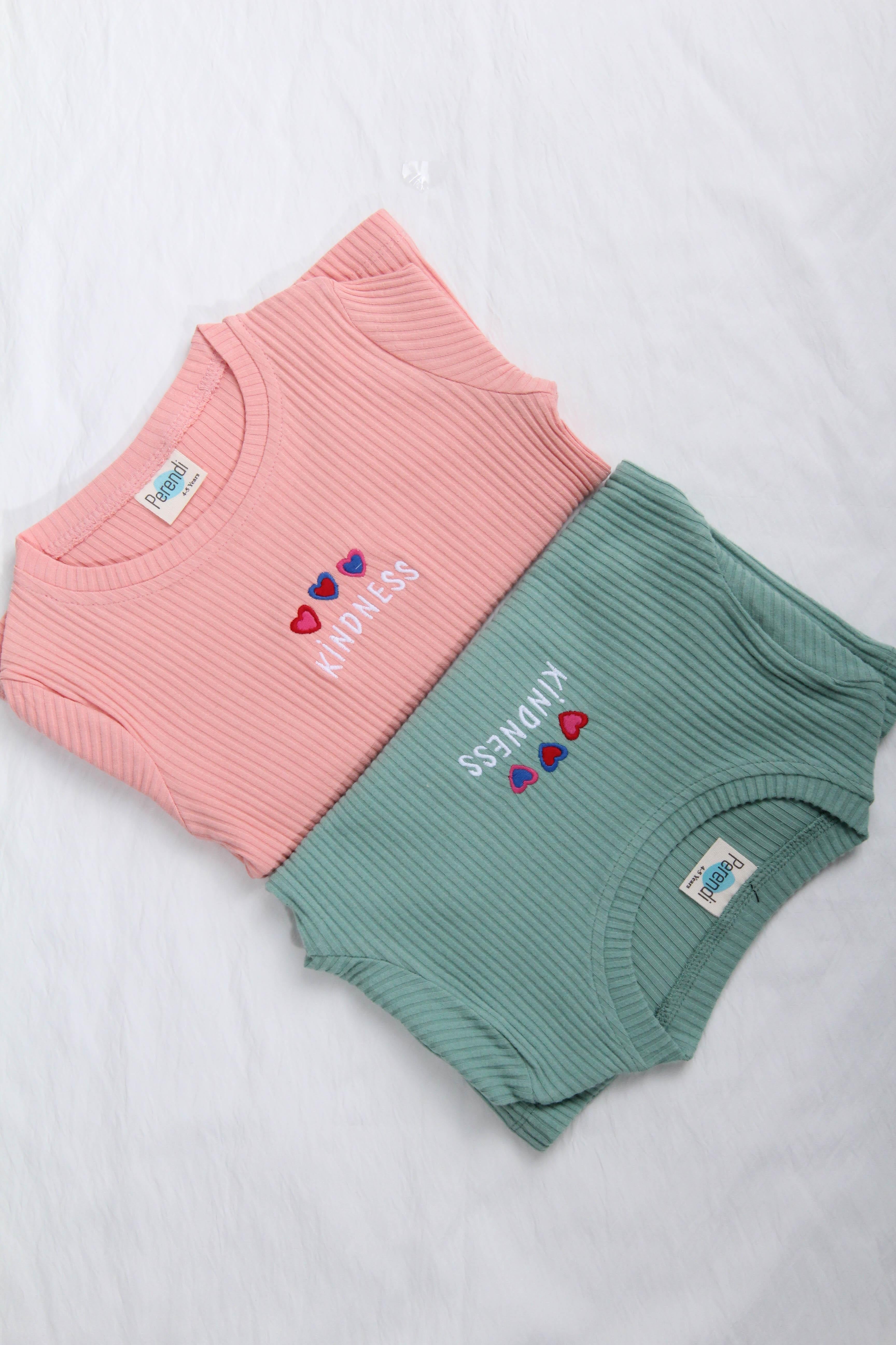 %100 Pamuklu Kindness ve Kalp Nakışlı Kız Çocuk Sweatshirt