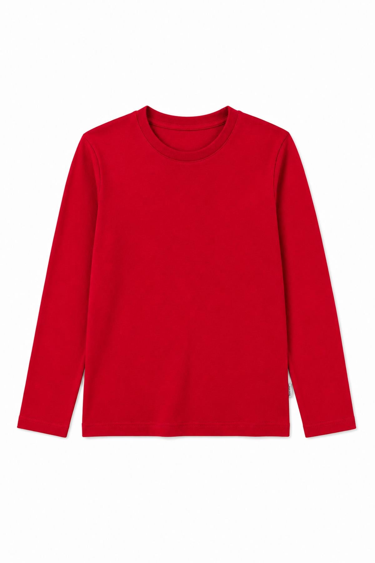 %100 Pamuklu Kız ve Erkek Unisex Uzun Kollu Basic Tshirt