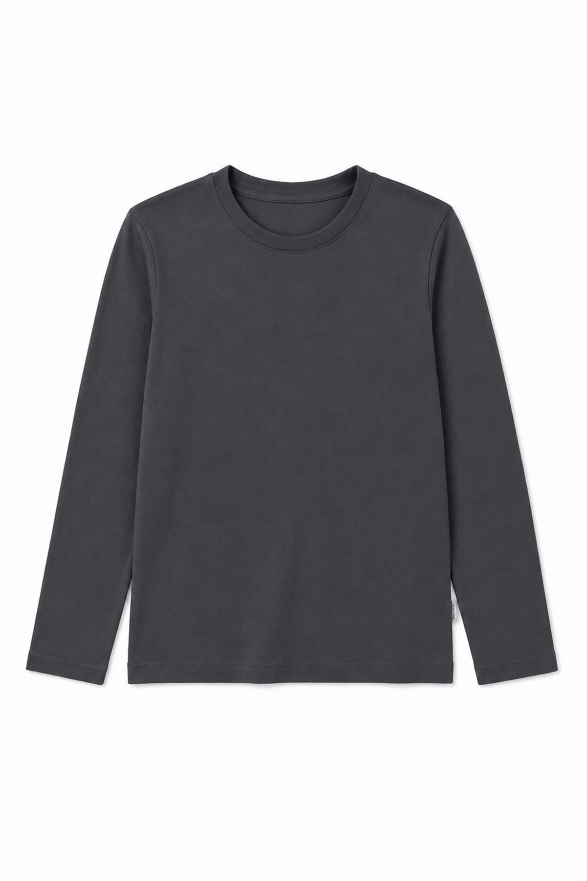 %100 Pamuklu Kız ve Erkek Unisex Uzun Kollu Basic Tshirt