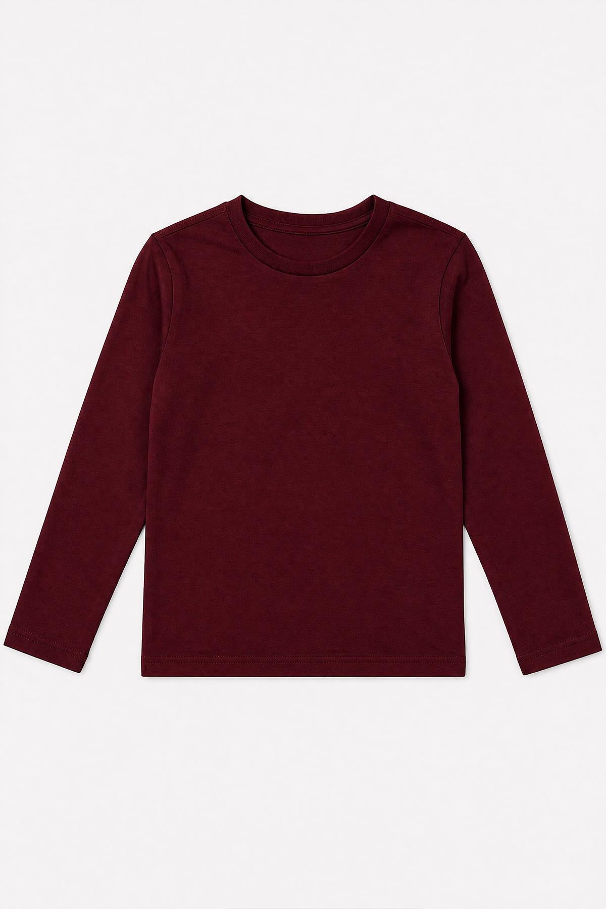 %100 Pamuklu Kız ve Erkek Unisex Uzun Kollu Basic Tshirt