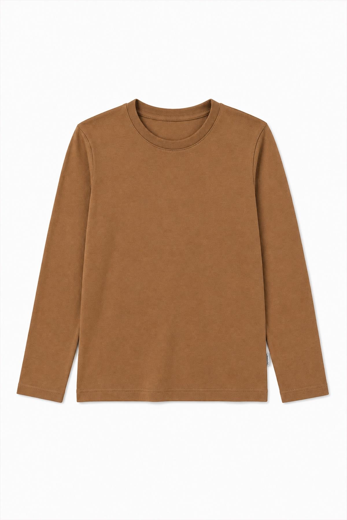 %100 Pamuklu Kız ve Erkek Unisex Uzun Kollu Basic Tshirt