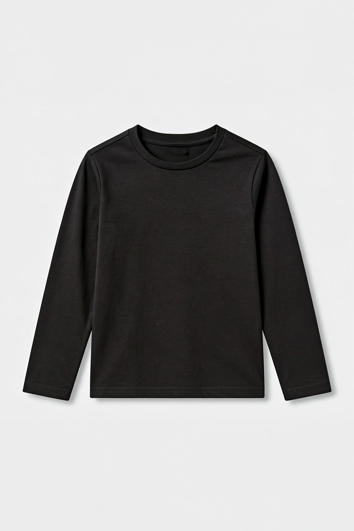 %100 Pamuklu Kız ve Erkek Unisex Uzun Kollu Basic Tshirt
