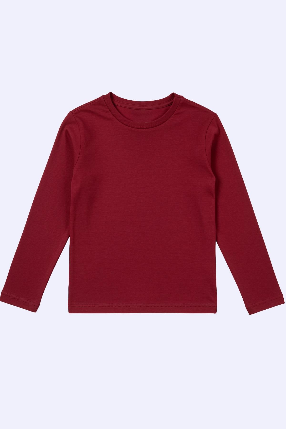 %100 Pamuklu Kız ve Erkek Unisex Uzun Kollu Basic Tshirt